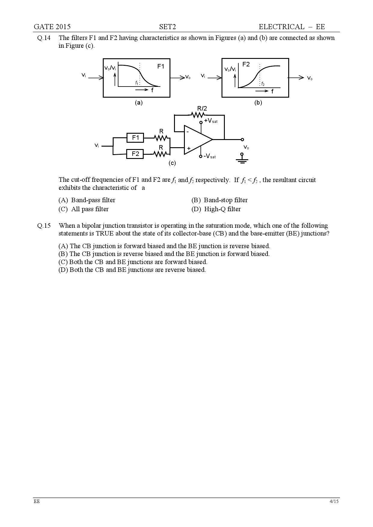 GATE Exam Question Paper 2015 Electrical Engineering Set 2 4