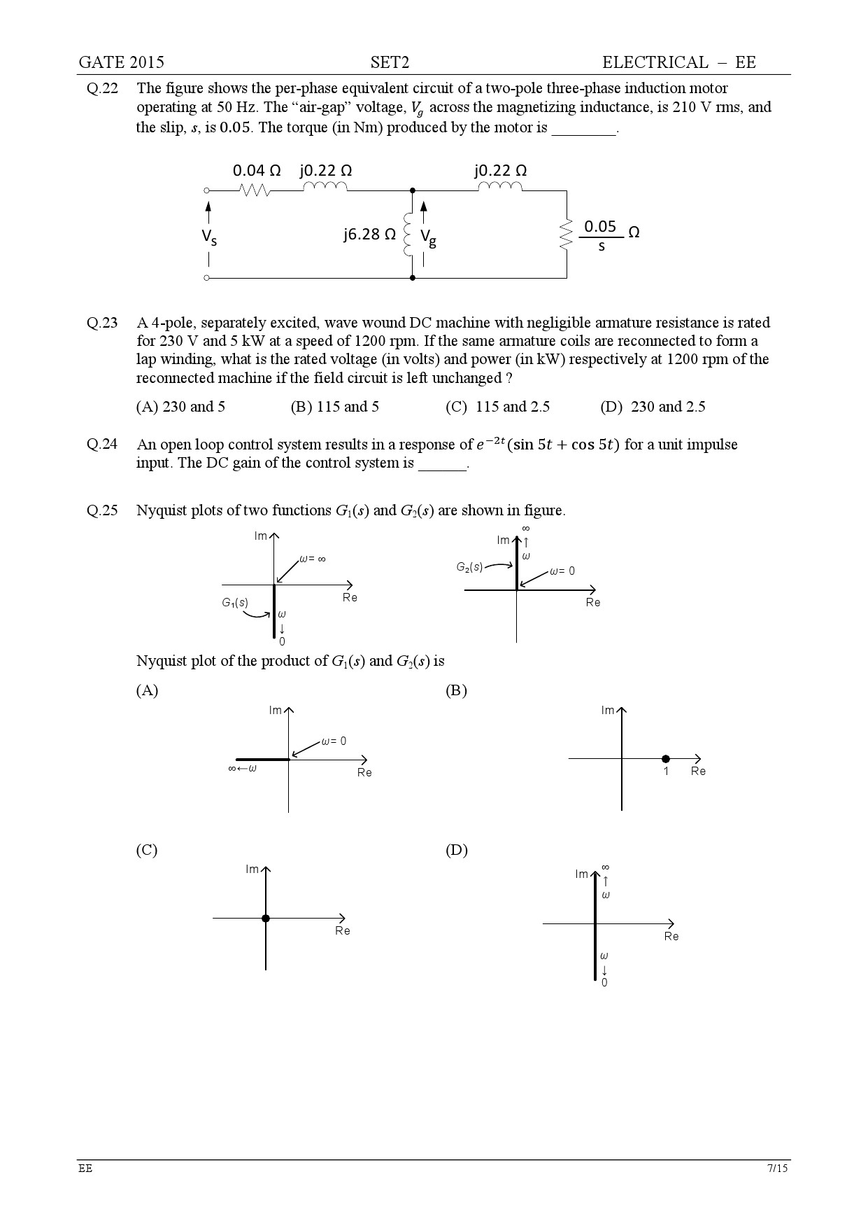 GATE Exam Question Paper 2015 Electrical Engineering Set 2 7