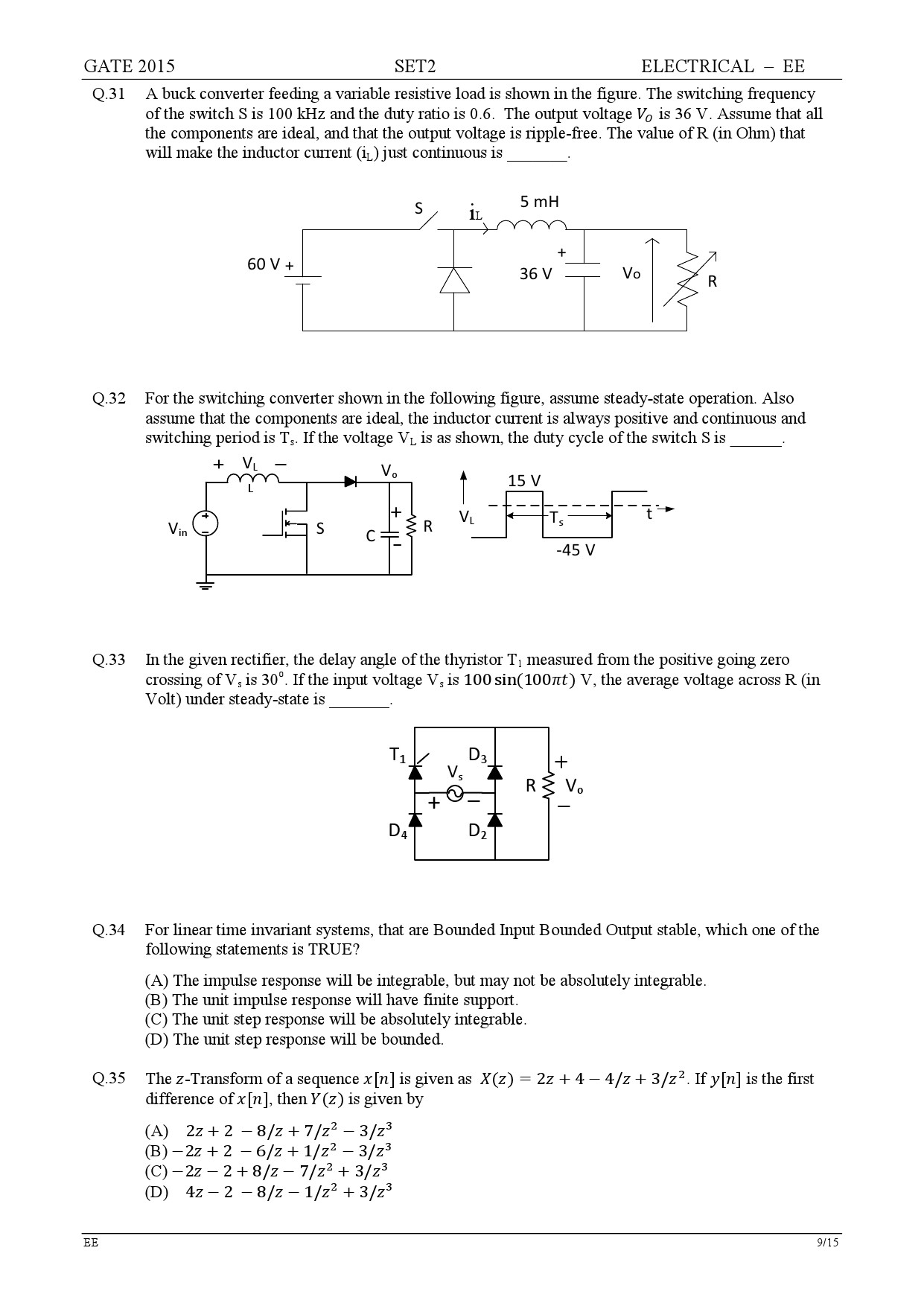 GATE Exam Question Paper 2015 Electrical Engineering Set 2 9