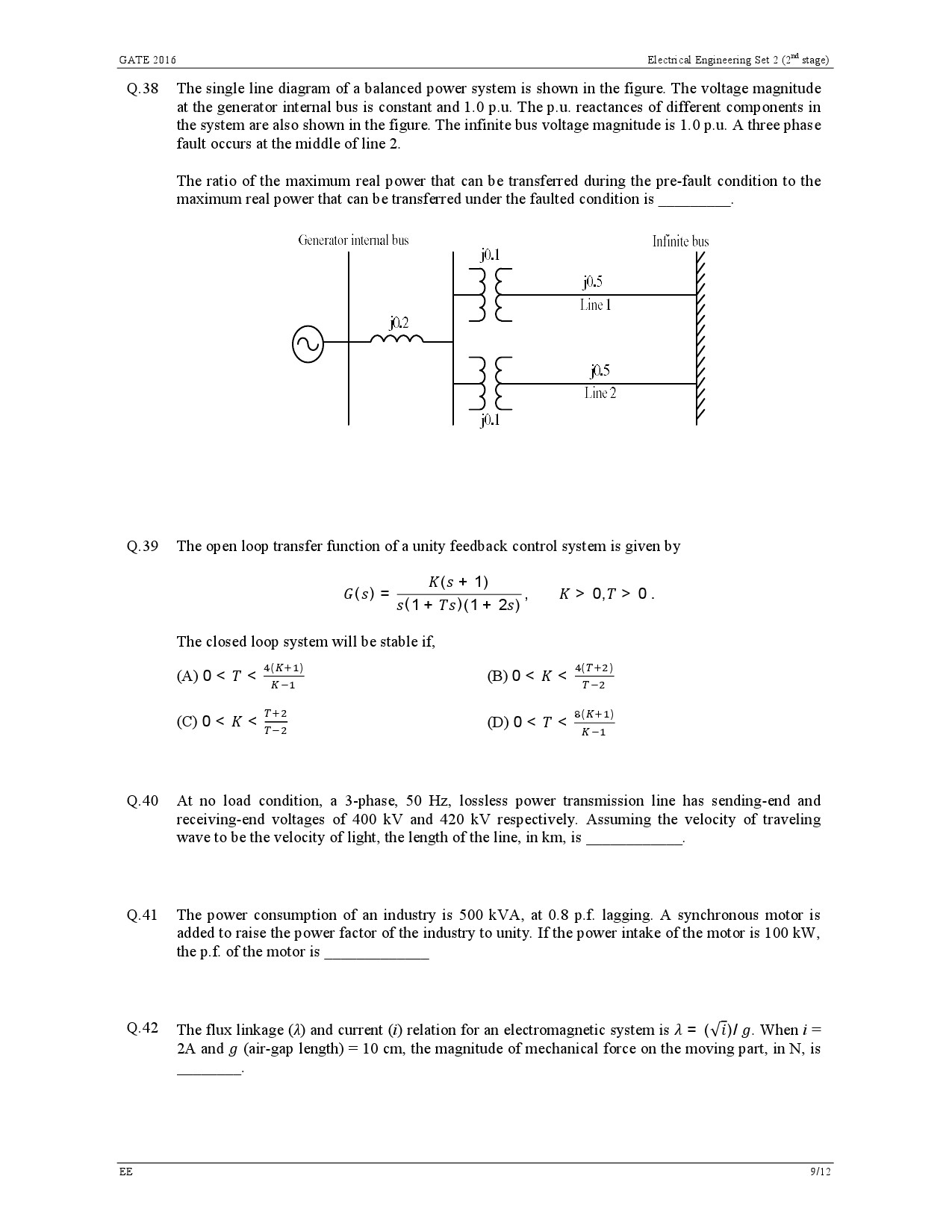 GATE Exam Question Paper 2016 Electrical Engineering Set 2 12