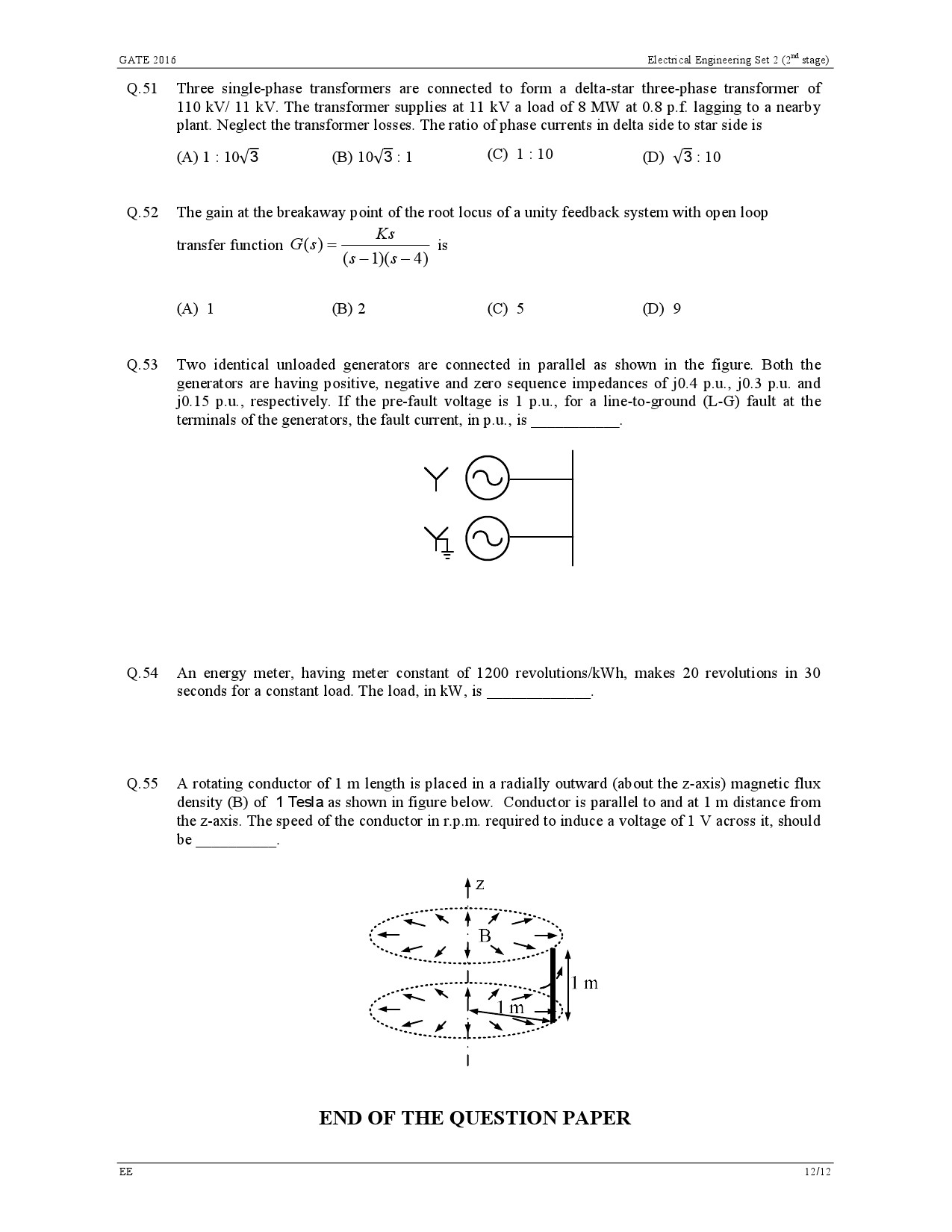 GATE Exam Question Paper 2016 Electrical Engineering Set 2 15