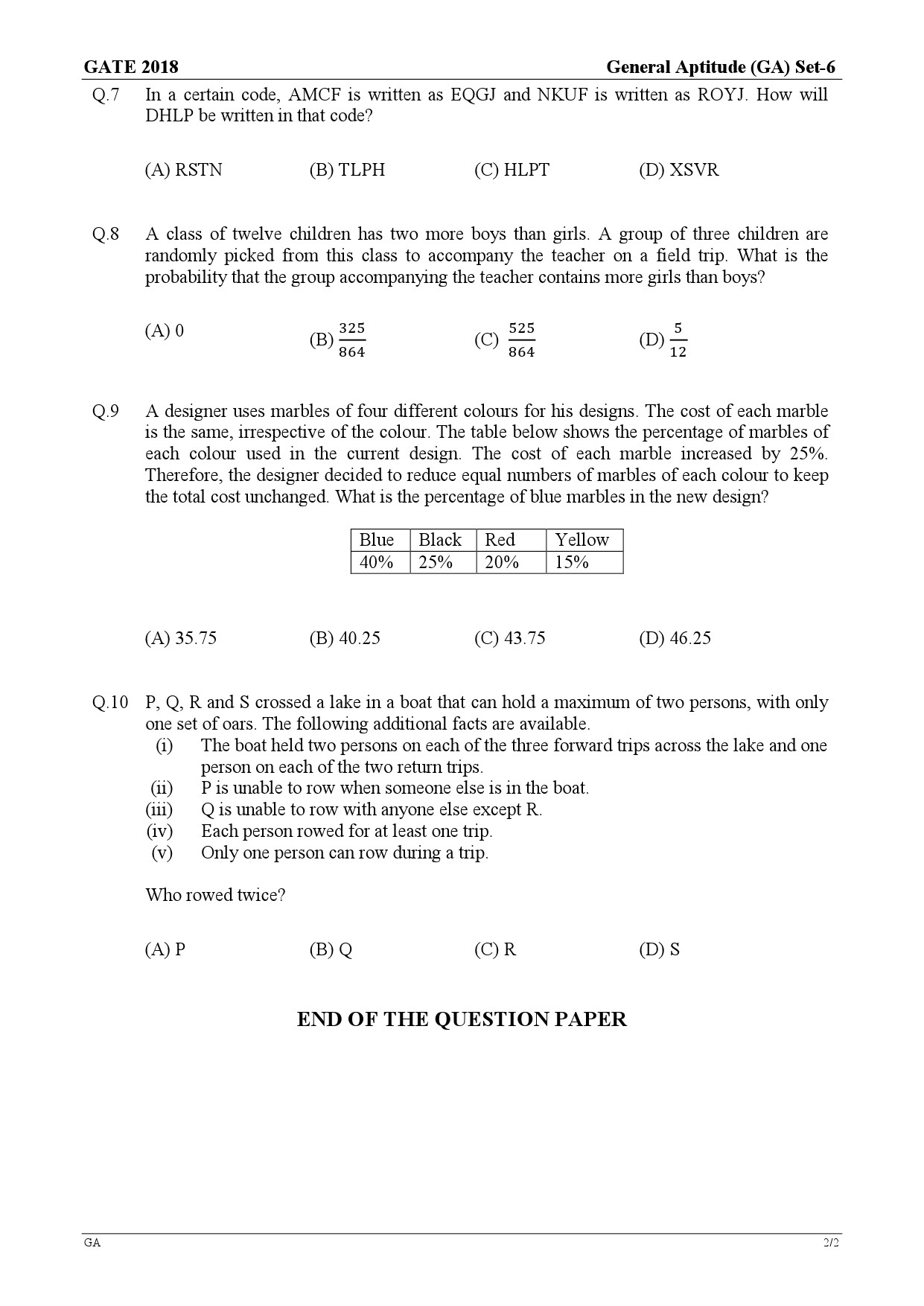 GATE Exam Question Paper 2018 Electrical Engineering 2