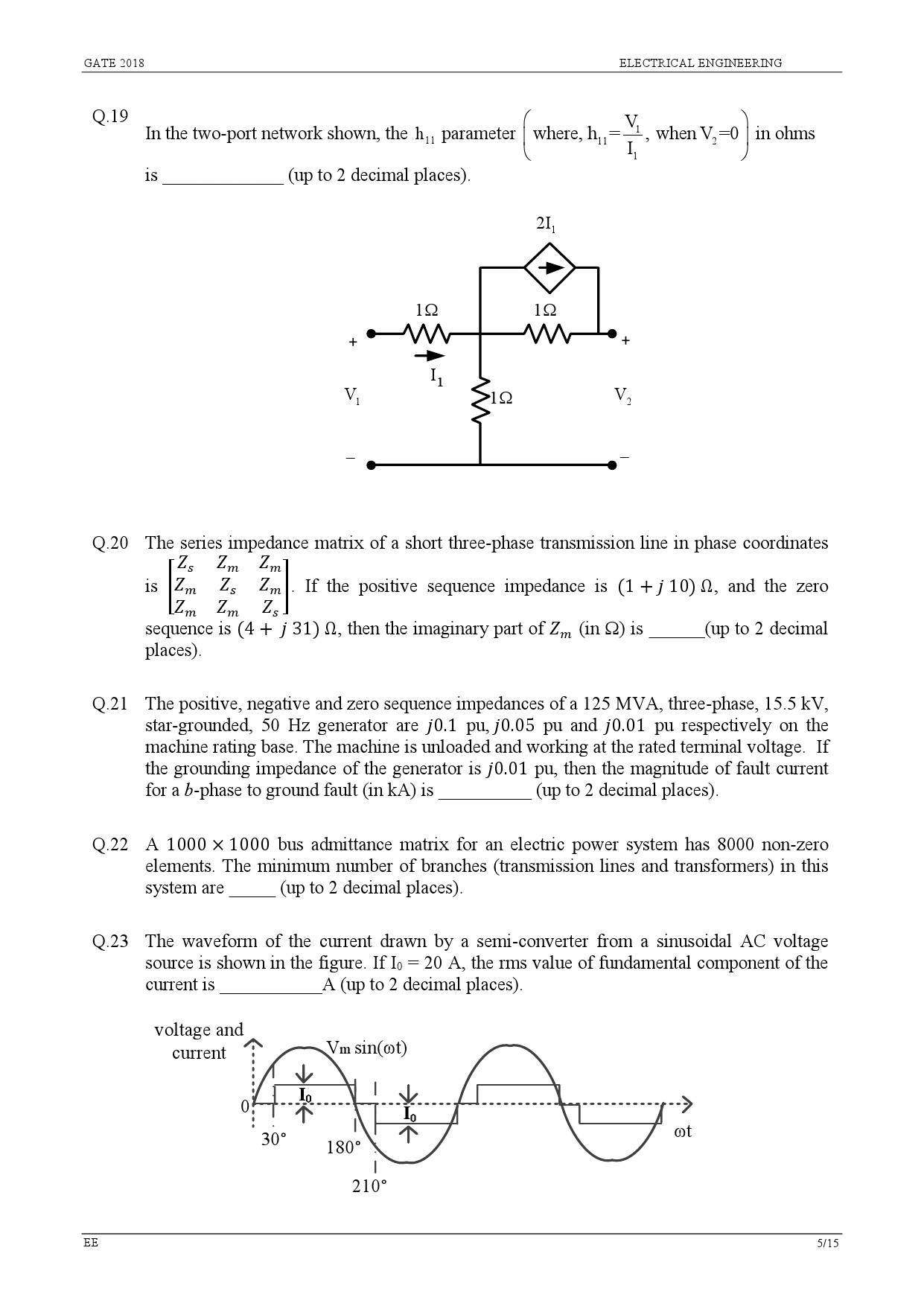 GATE Exam Question Paper 2018 Electrical Engineering 7