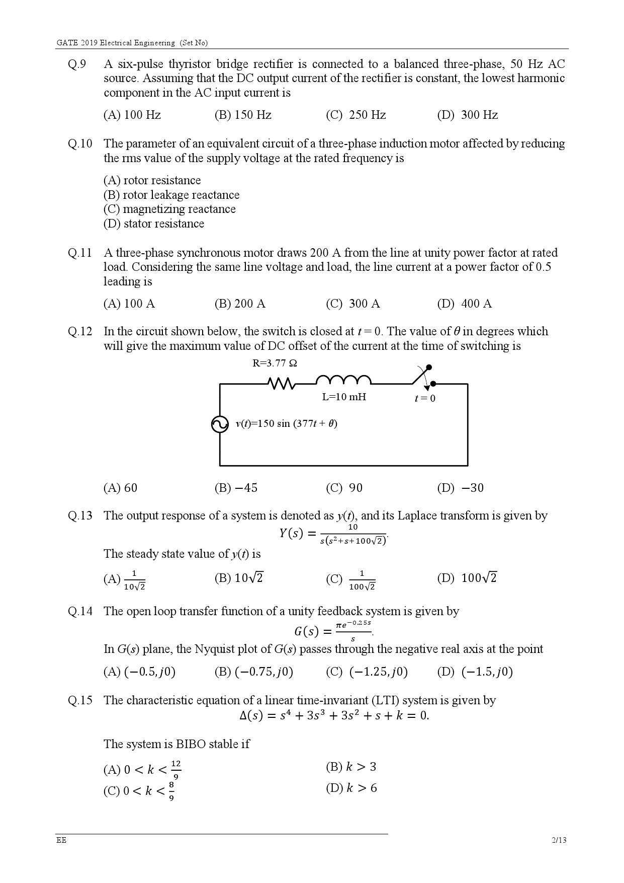 GATE Exam Question Paper 2019 Electrical Engineering 4