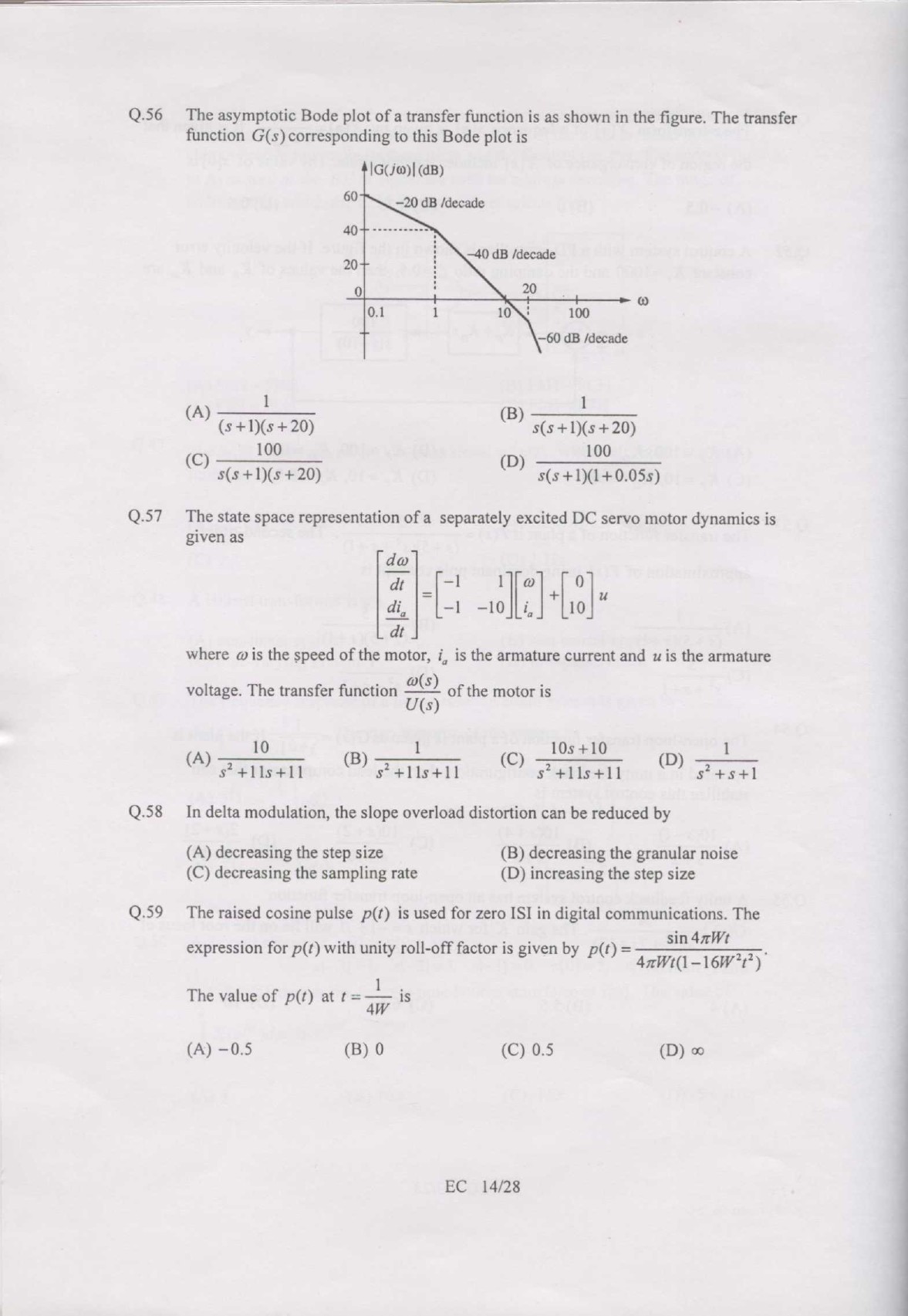 GATE Exam Question Paper 2007 Electronics and Communication Engineering 14