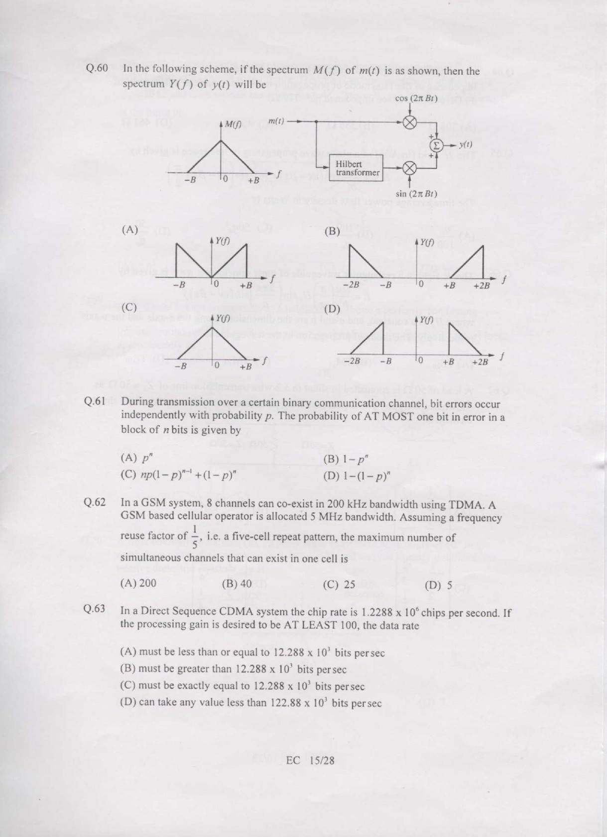 GATE Exam Question Paper 2007 Electronics and Communication Engineering 15