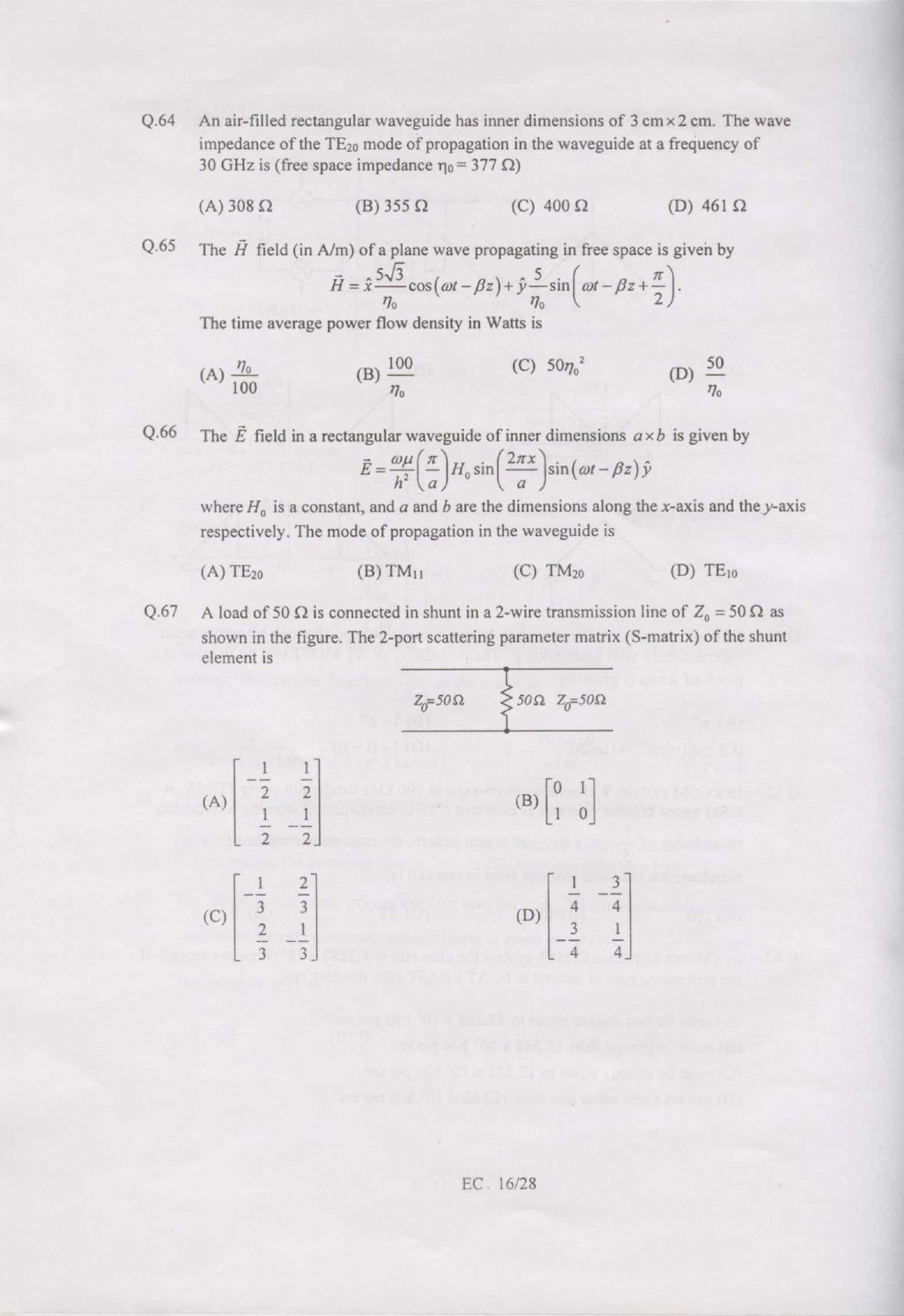 GATE Exam Question Paper 2007 Electronics and Communication Engineering 16