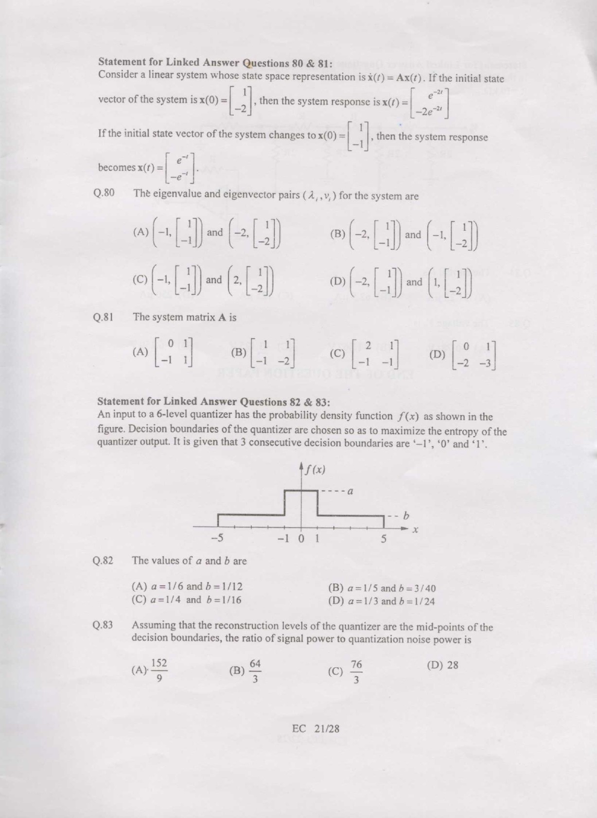 GATE Exam Question Paper 2007 Electronics and Communication Engineering 21