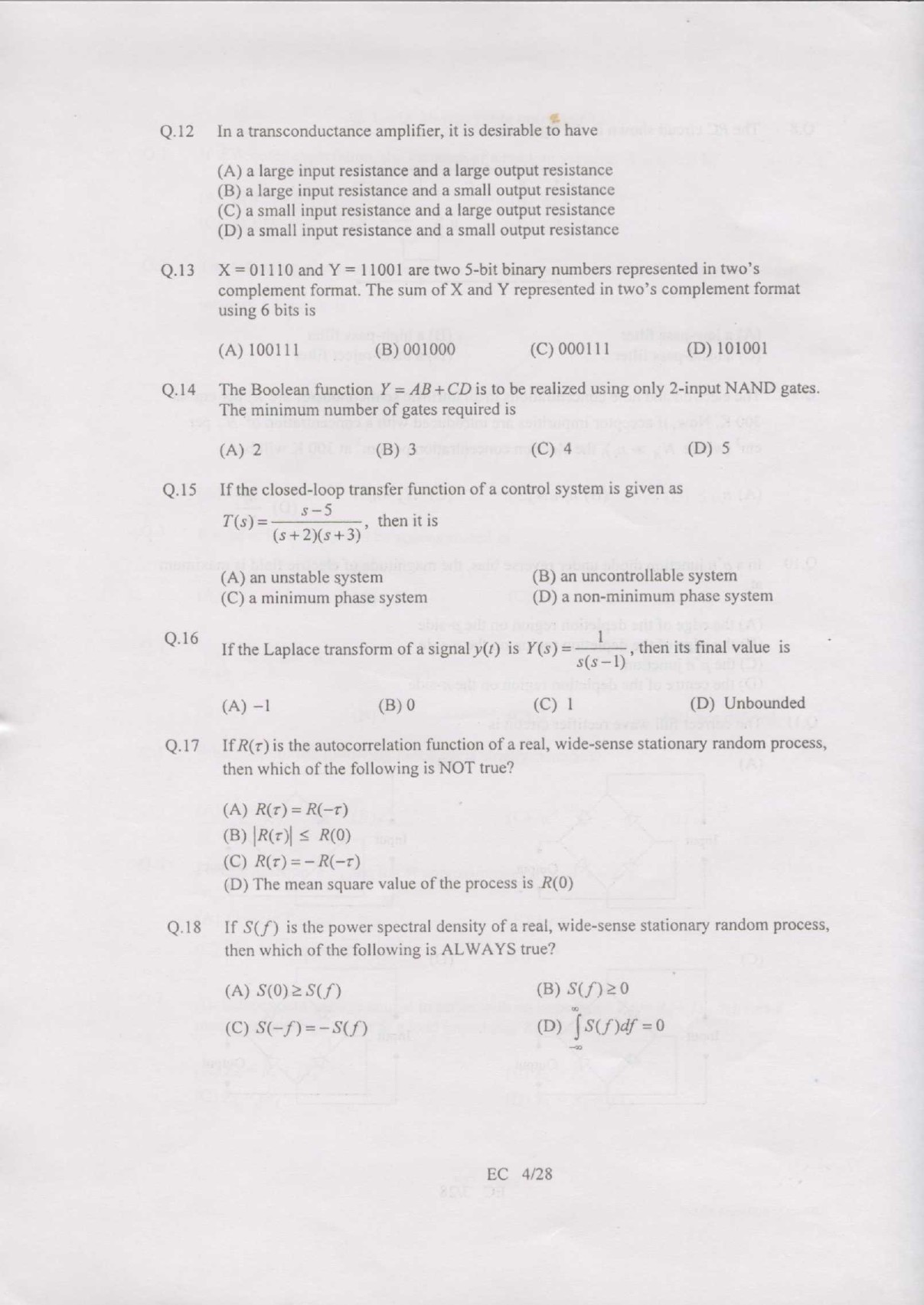 GATE Exam Question Paper 2007 Electronics and Communication Engineering 4