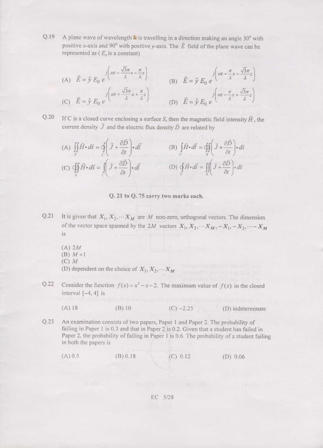 GATE Exam Question Paper 2007 Electronics and Communication Engineering 5
