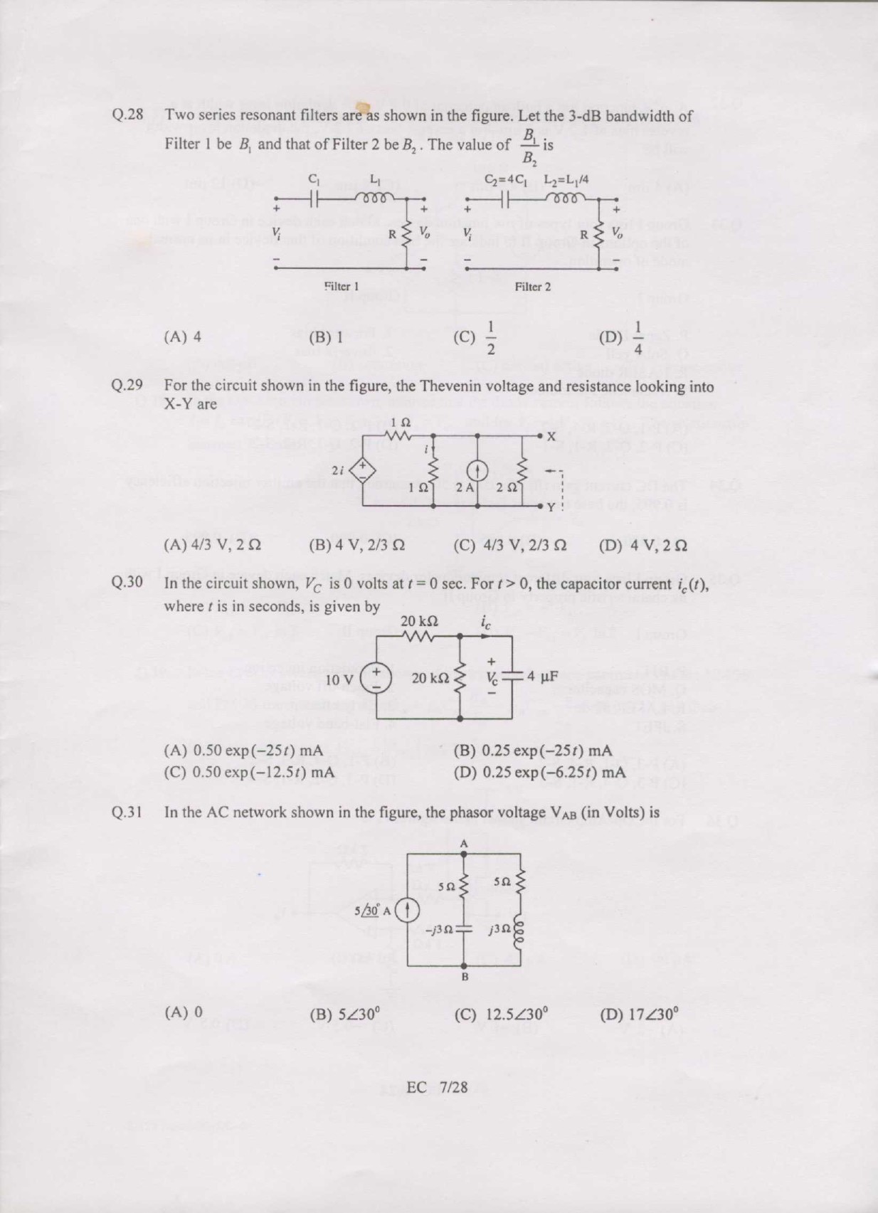 GATE Exam Question Paper 2007 Electronics and Communication Engineering 7