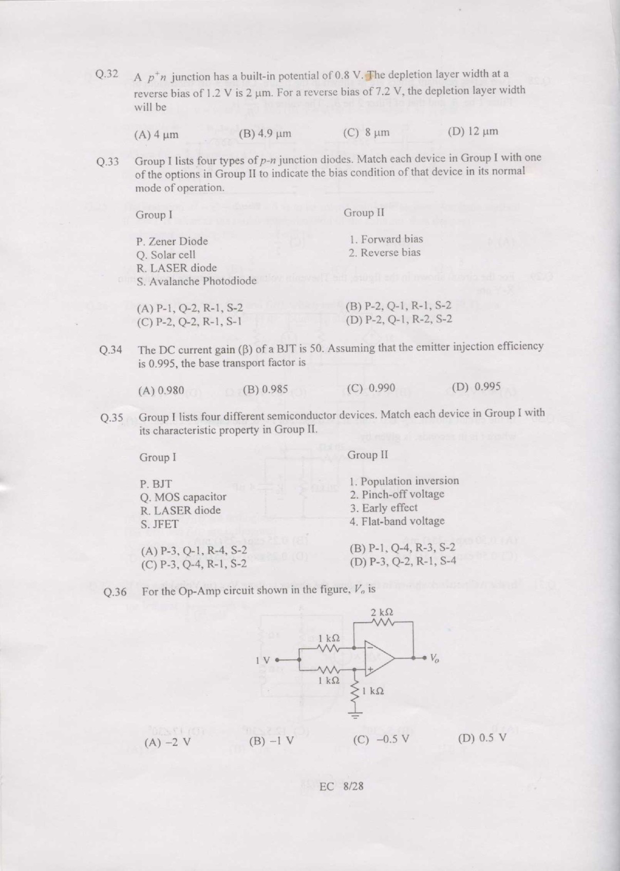 GATE Exam Question Paper 2007 Electronics and Communication Engineering 8