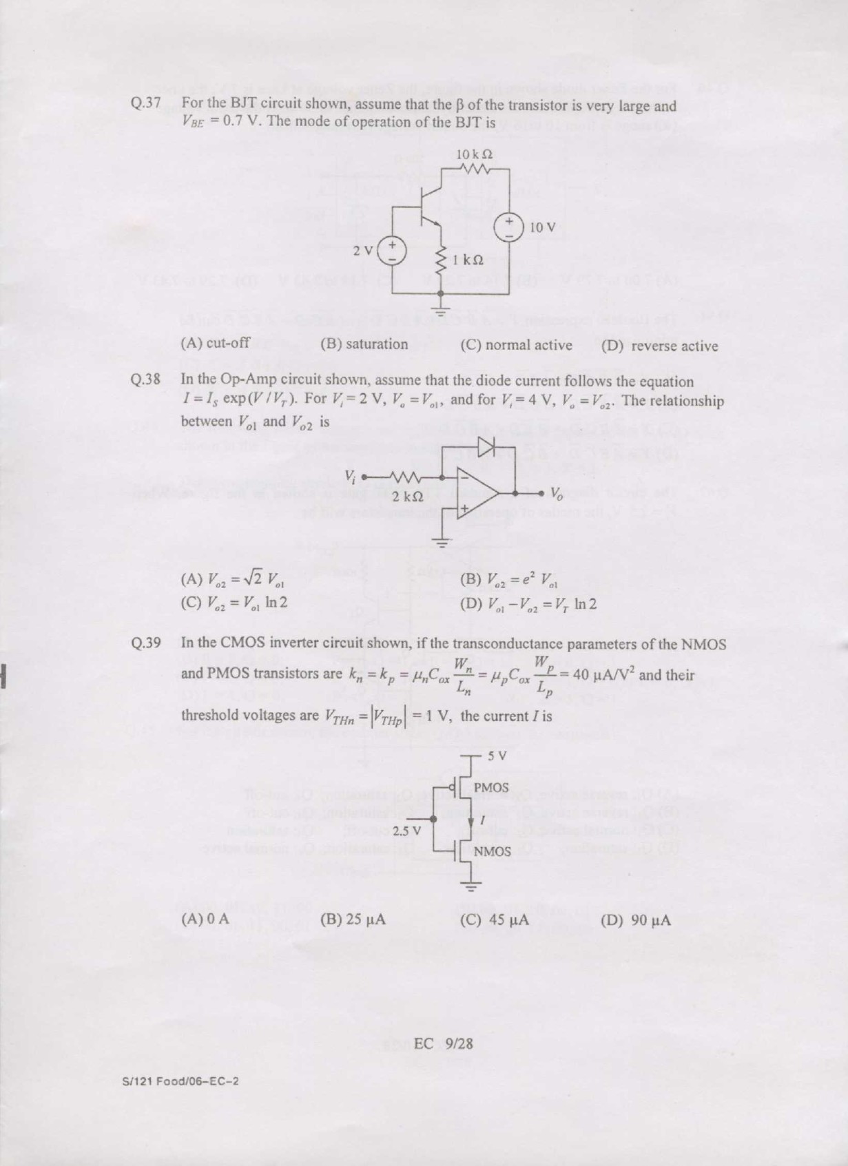 GATE Exam Question Paper 2007 Electronics and Communication Engineering 9