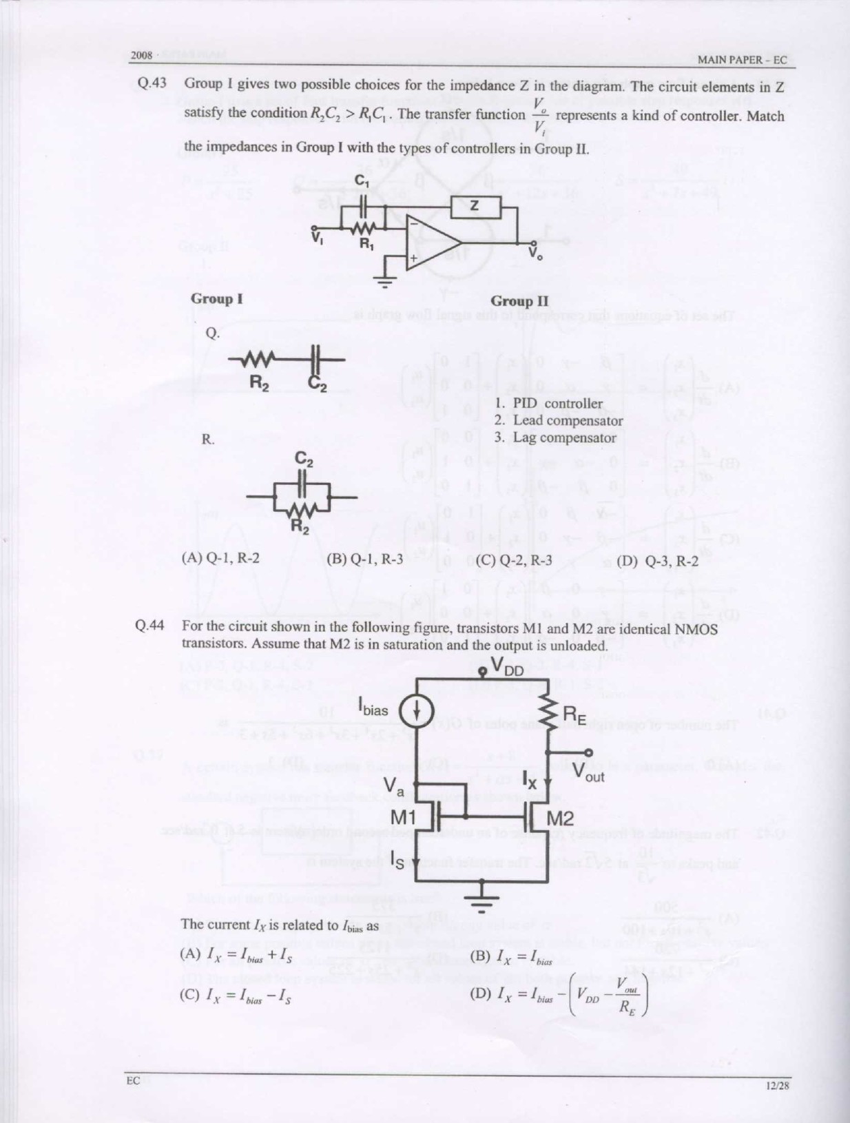 GATE Exam Question Paper 2008 Electronics and Communication Engineering 12