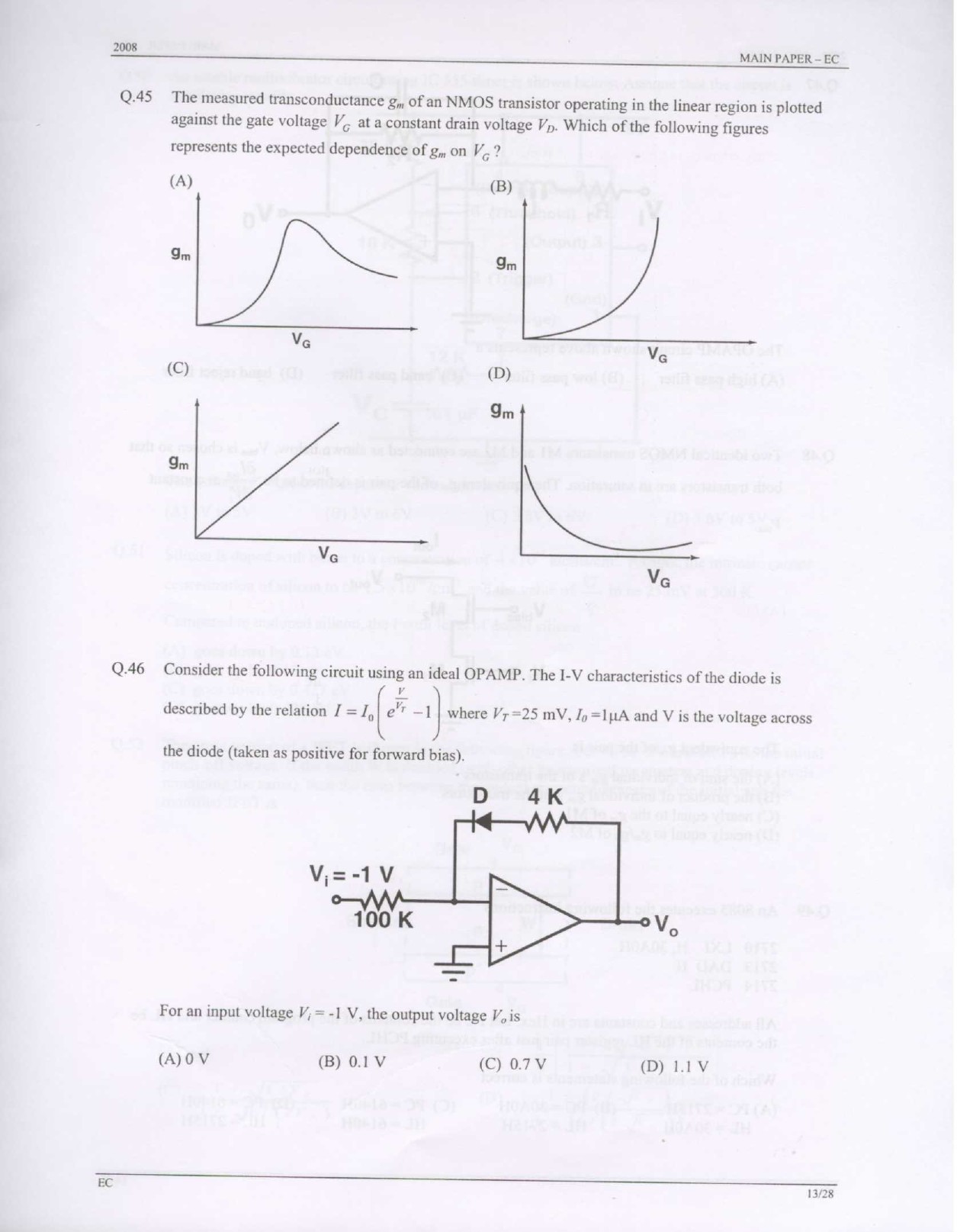 GATE Exam Question Paper 2008 Electronics and Communication Engineering 13