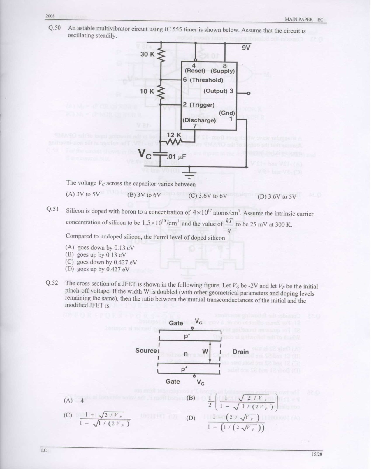 GATE Exam Question Paper 2008 Electronics and Communication Engineering 15
