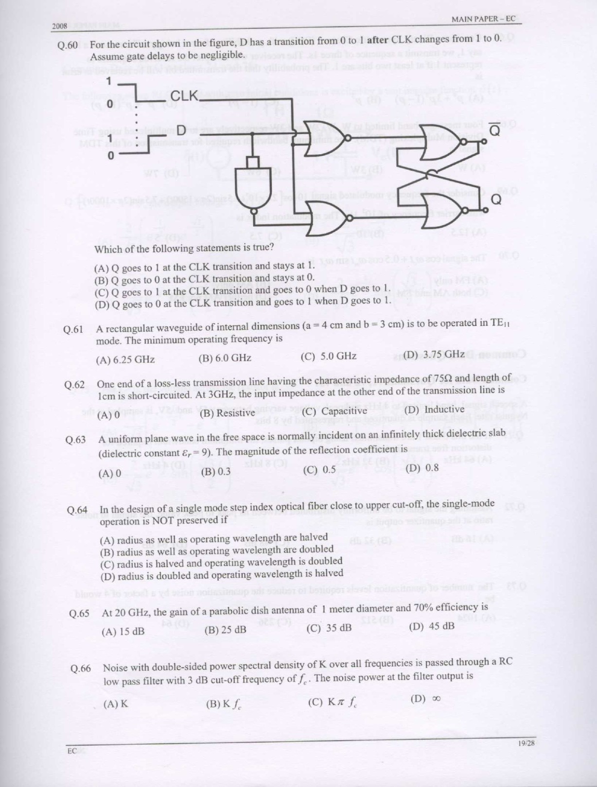 GATE Exam Question Paper 2008 Electronics and Communication Engineering 19