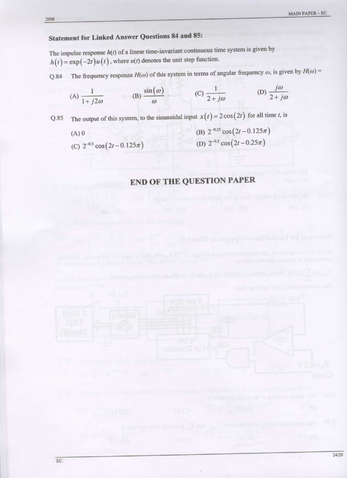 GATE Exam Question Paper 2008 Electronics and Communication Engineering 24