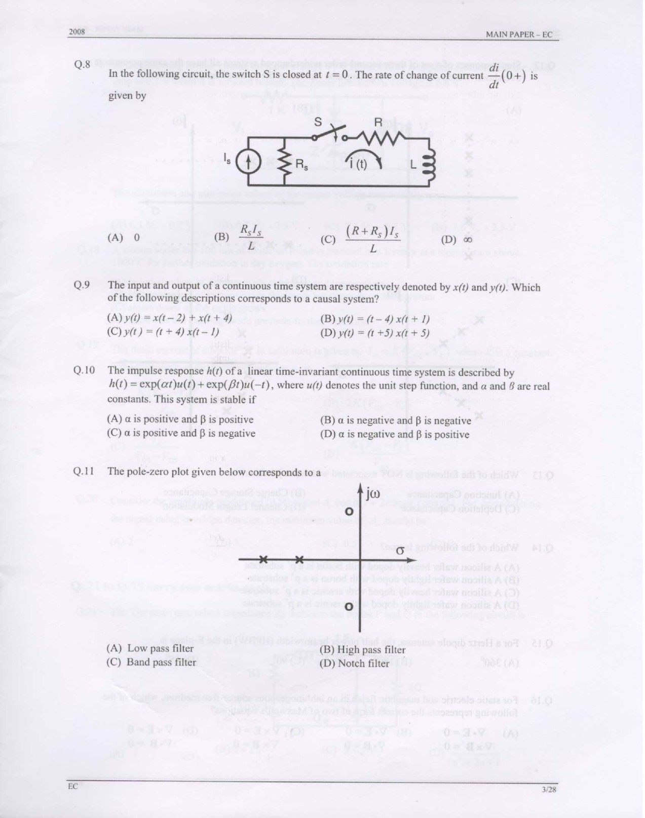 GATE Exam Question Paper 2008 Electronics and Communication Engineering 3