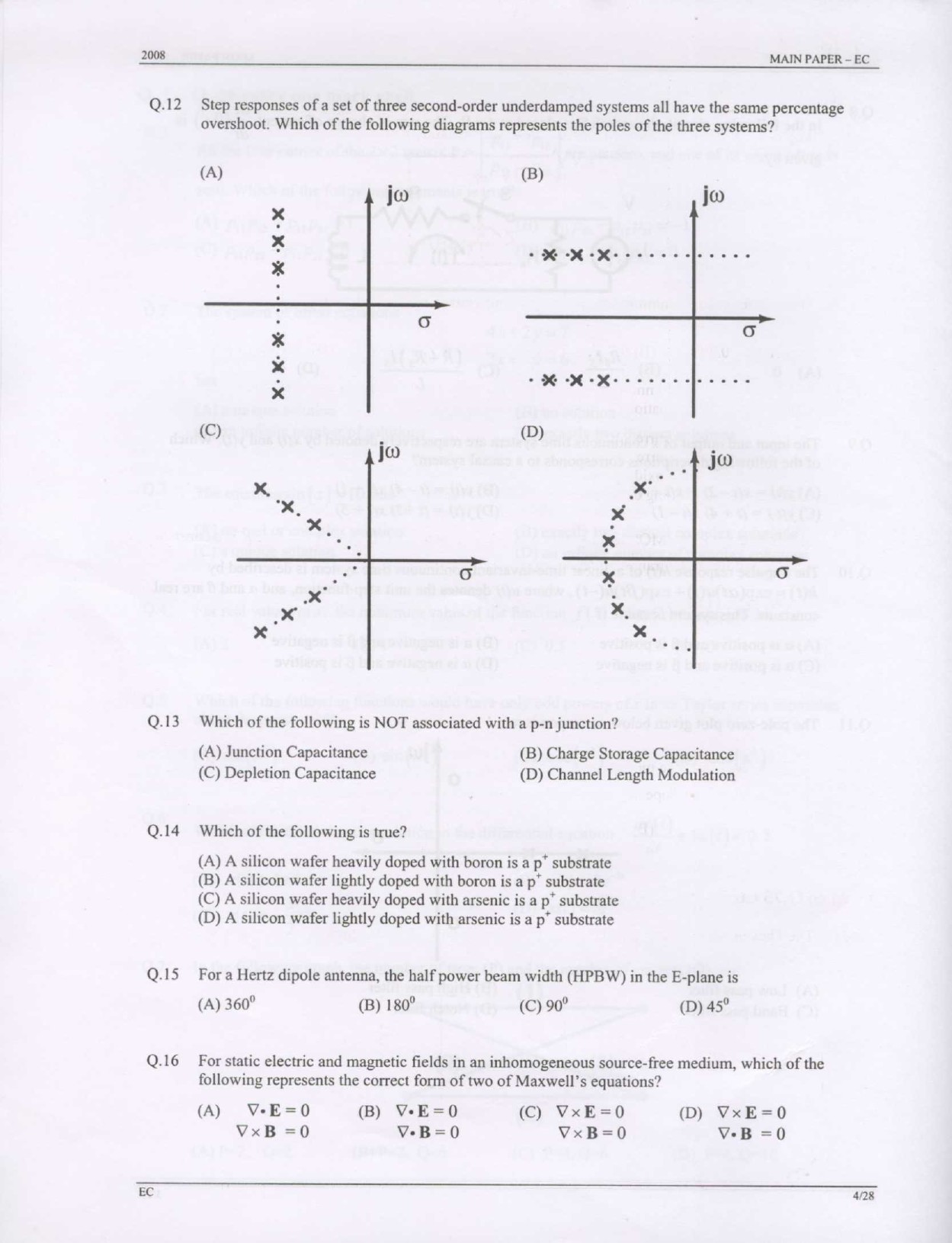 GATE Exam Question Paper 2008 Electronics and Communication Engineering 4