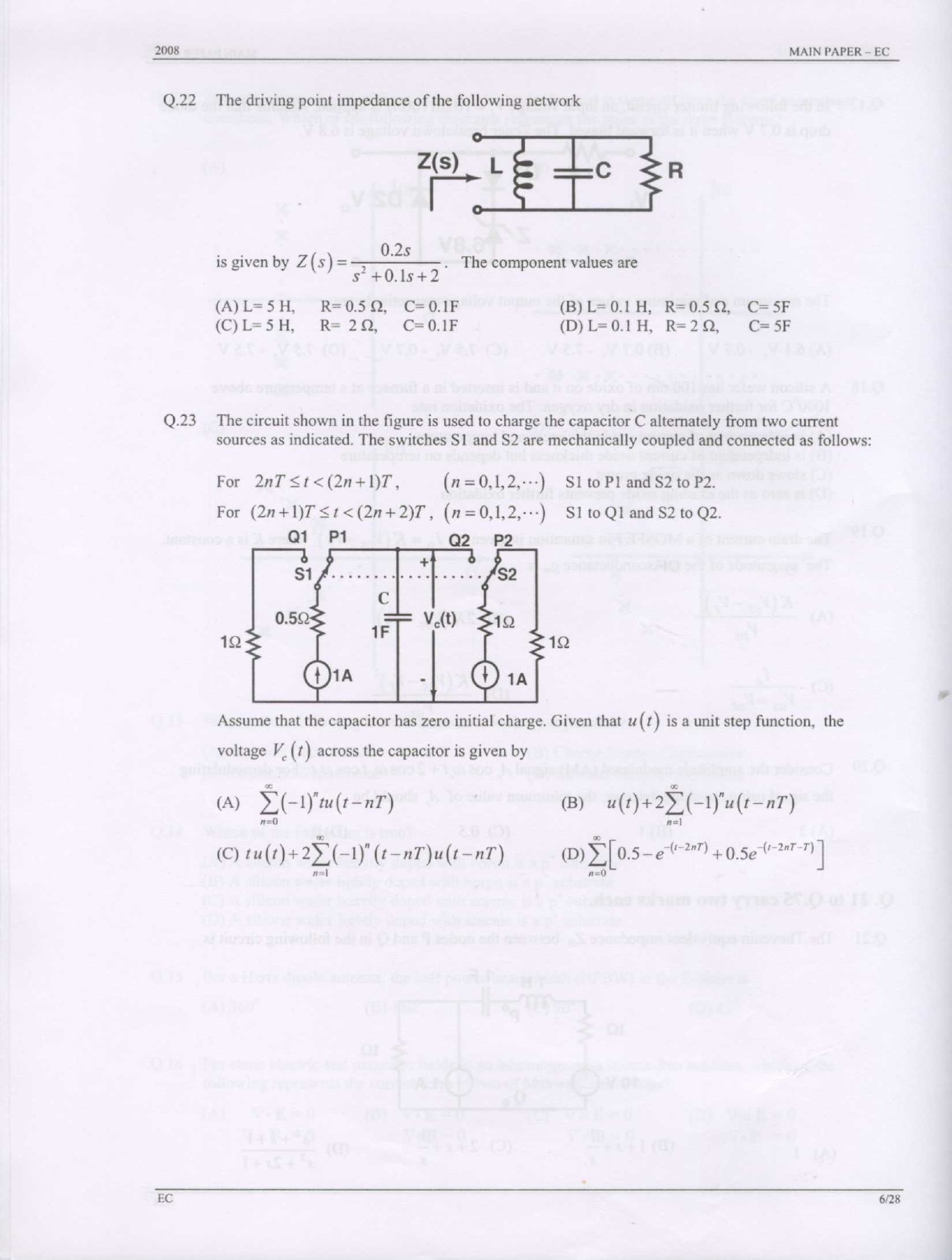 GATE Exam Question Paper 2008 Electronics and Communication Engineering 6