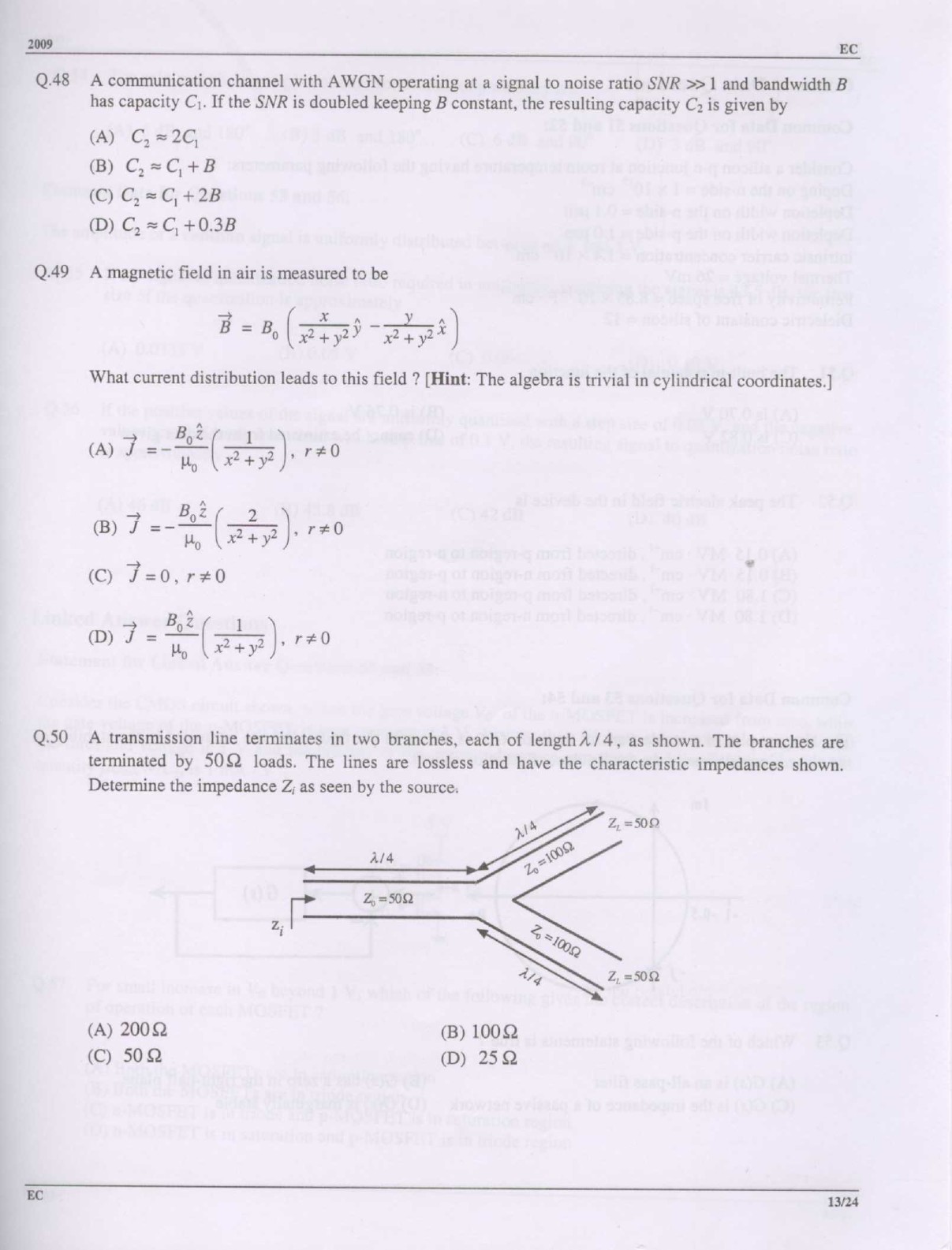 GATE Exam Question Paper 2009 Electronics and Communication Engineering 13