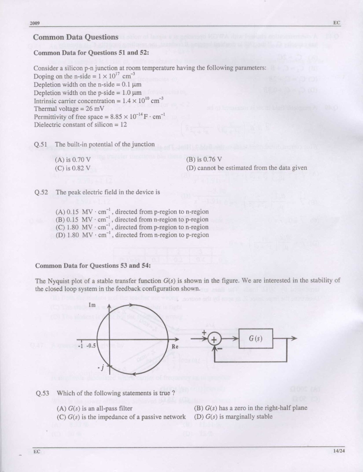 GATE Exam Question Paper 2009 Electronics and Communication Engineering 14