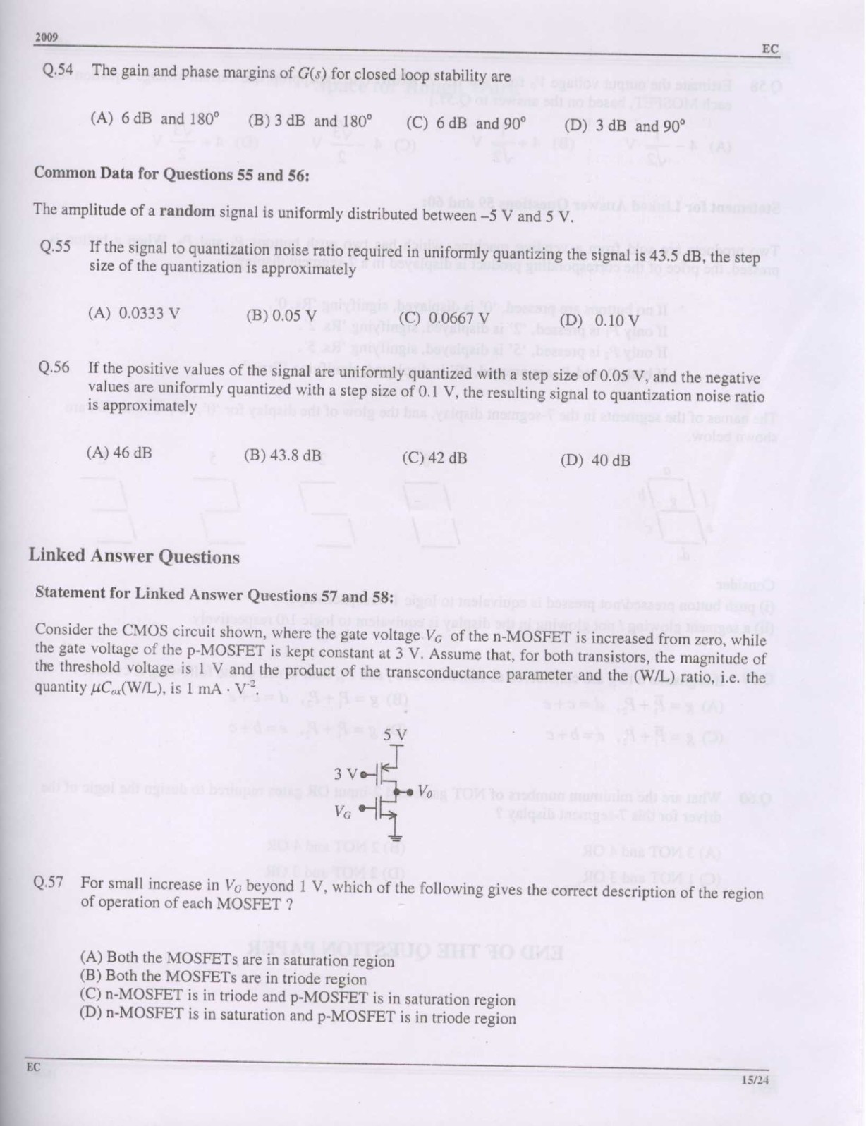 GATE Exam Question Paper 2009 Electronics and Communication Engineering 15