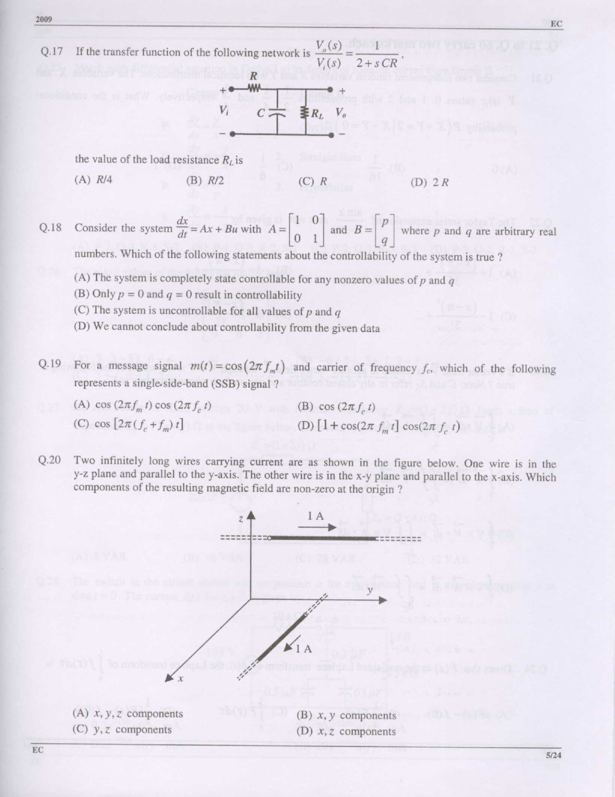 GATE Exam Question Paper 2009 Electronics and Communication Engineering 5