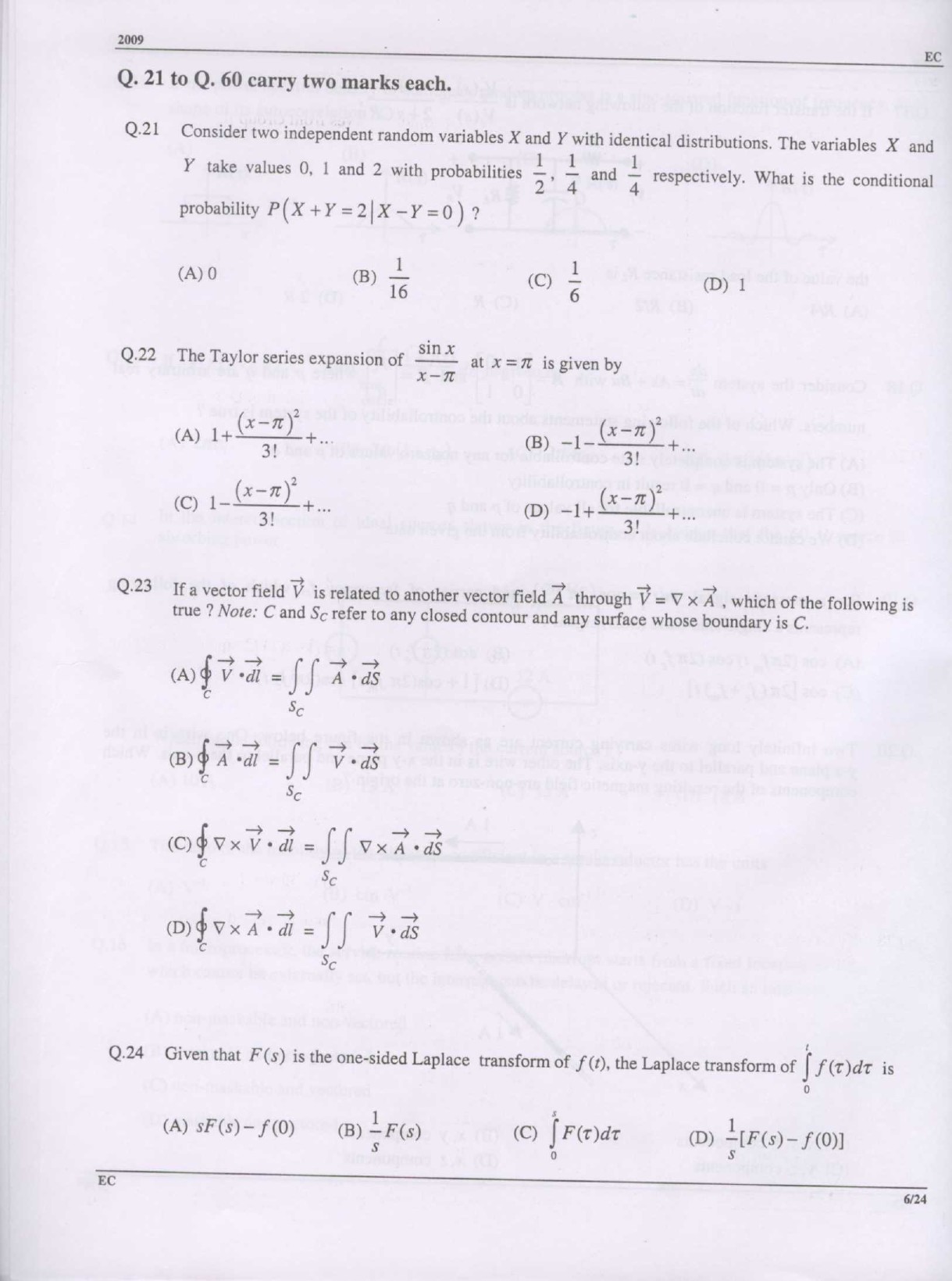 GATE Exam Question Paper 2009 Electronics and Communication Engineering 6