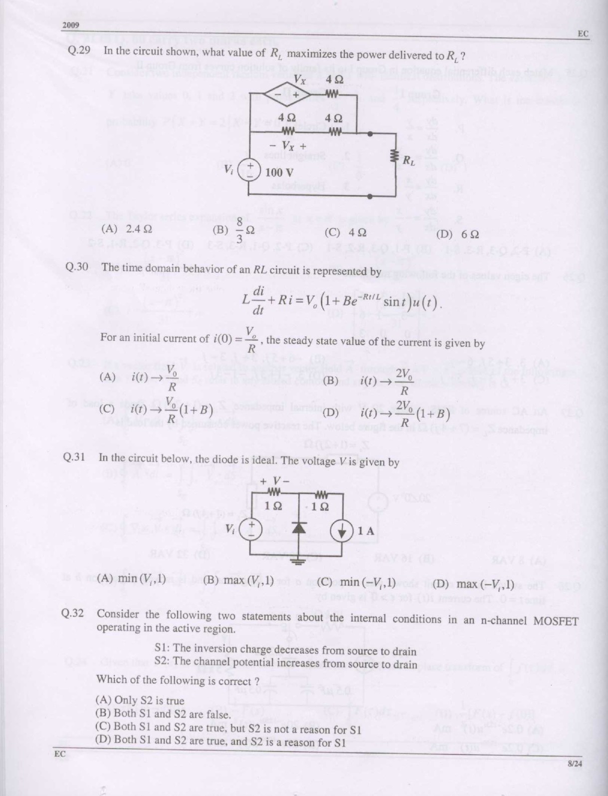 GATE Exam Question Paper 2009 Electronics and Communication Engineering 8