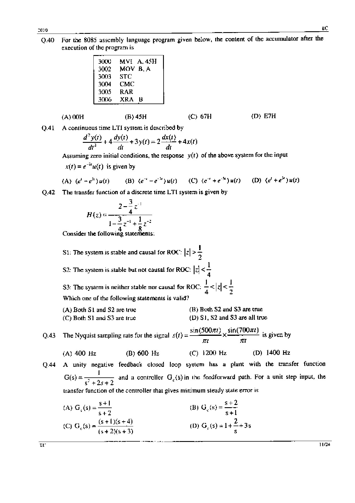GATE Exam Question Paper 2010 Electronics and Communication Engineering 11