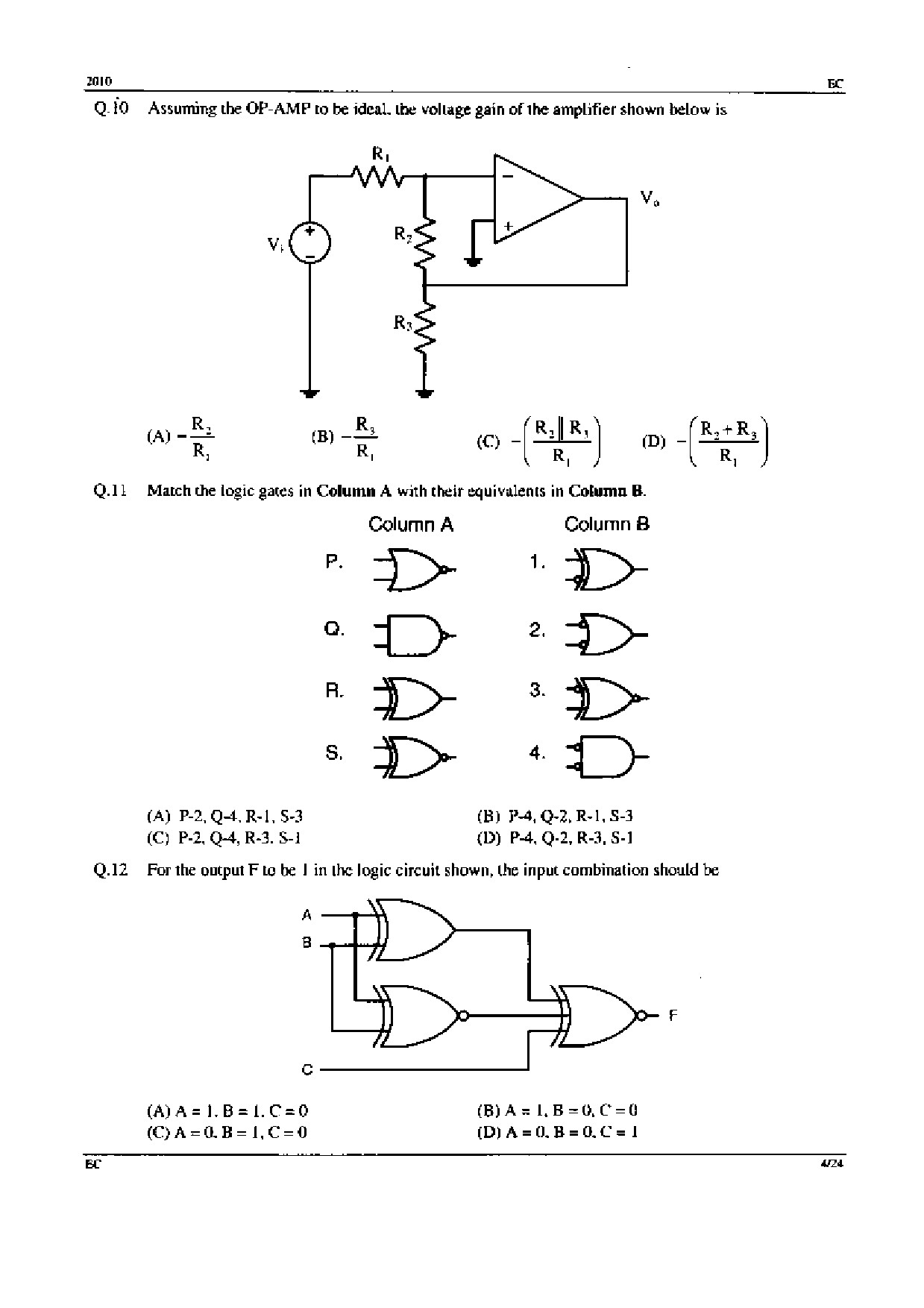 GATE Exam Question Paper 2010 Electronics and Communication Engineering 4