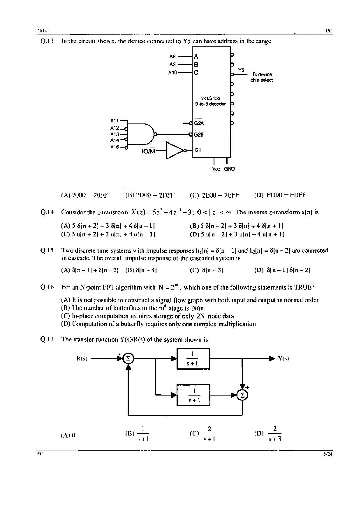 GATE Exam Question Paper 2010 Electronics and Communication Engineering 5