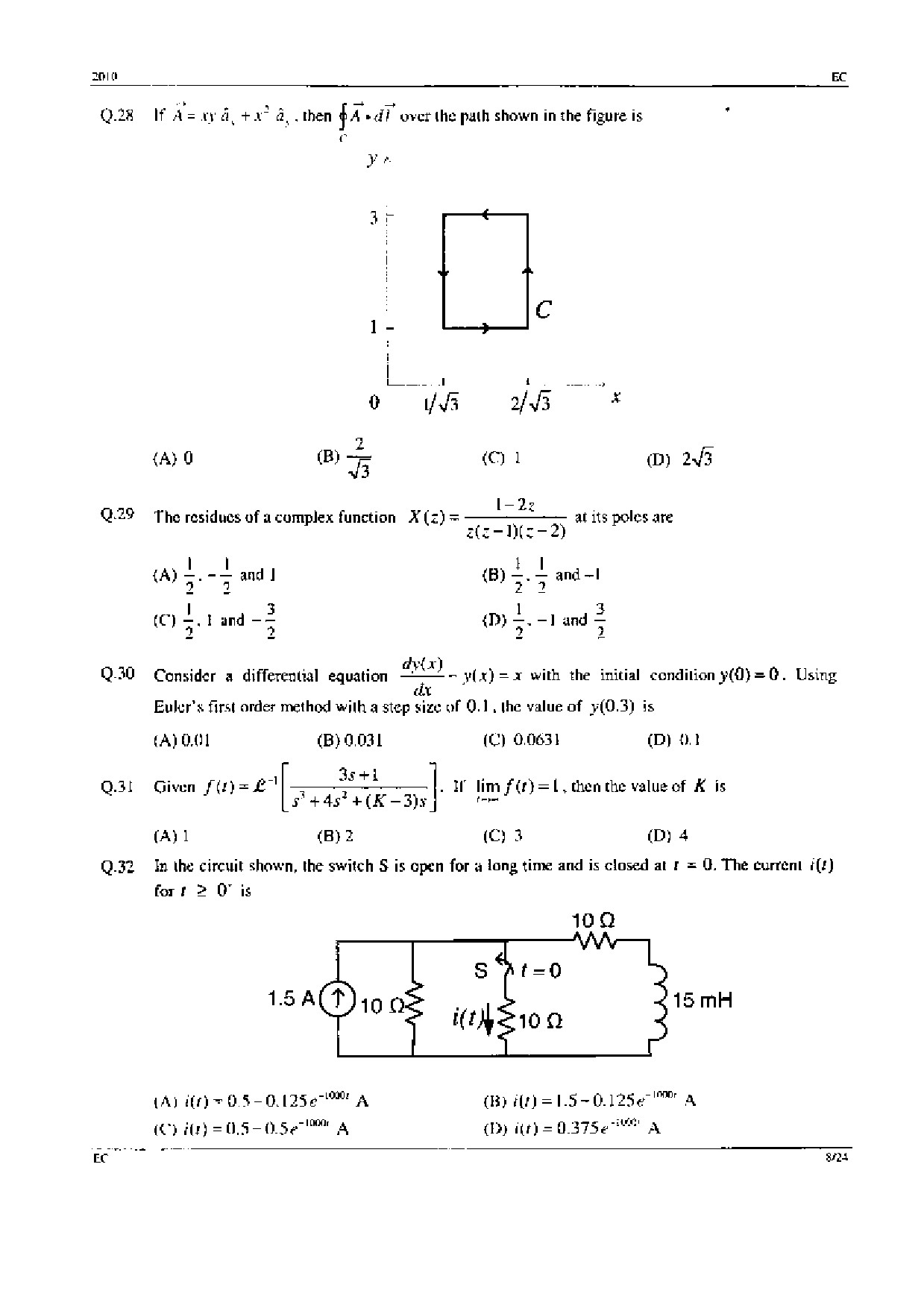 GATE Exam Question Paper 2010 Electronics and Communication Engineering 8