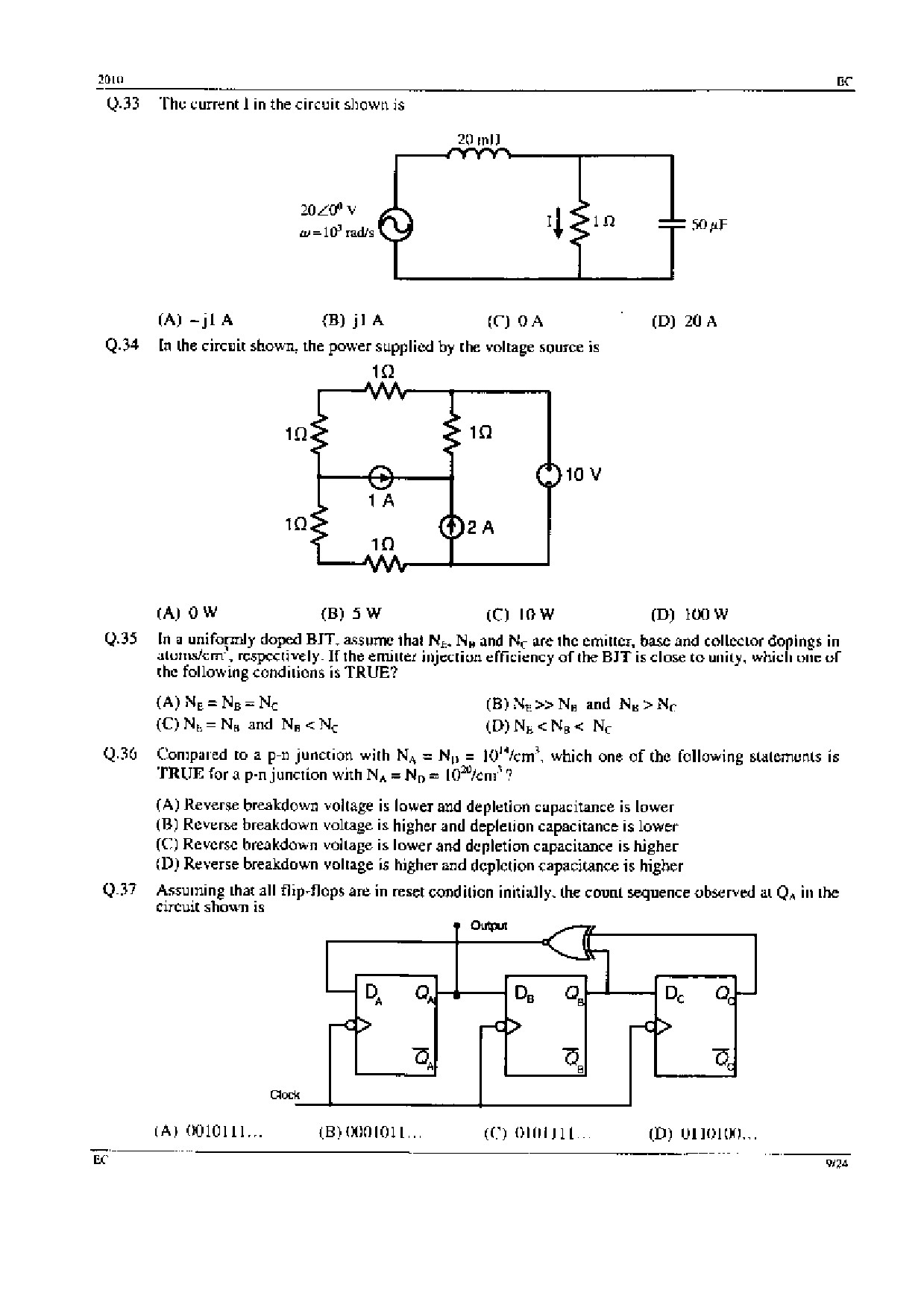GATE Exam Question Paper 2010 Electronics and Communication Engineering 9