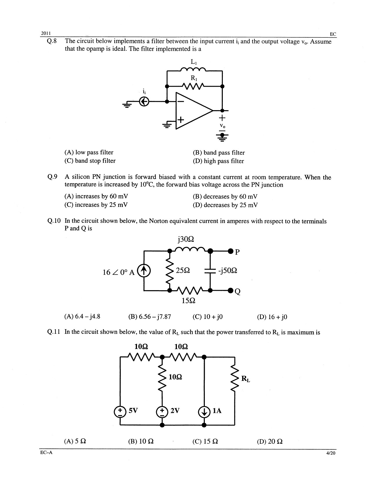 GATE Exam Question Paper 2011 Electronics and Communication Engineering 4