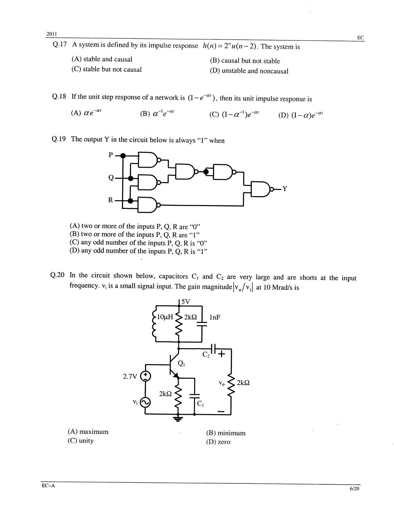 GATE Exam Question Paper 2011 Electronics and Communication Engineering 6