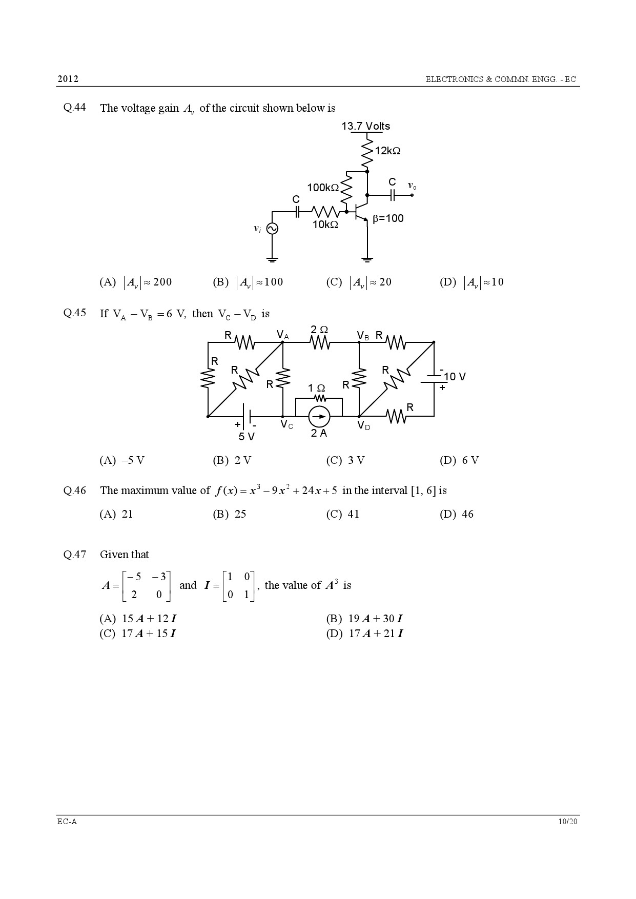 GATE Exam Question Paper 2012 Electronics and Communication Engineering 10