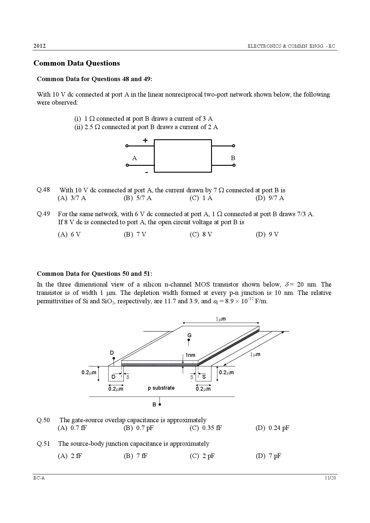 GATE Exam Question Paper 2012 Electronics and Communication Engineering 11