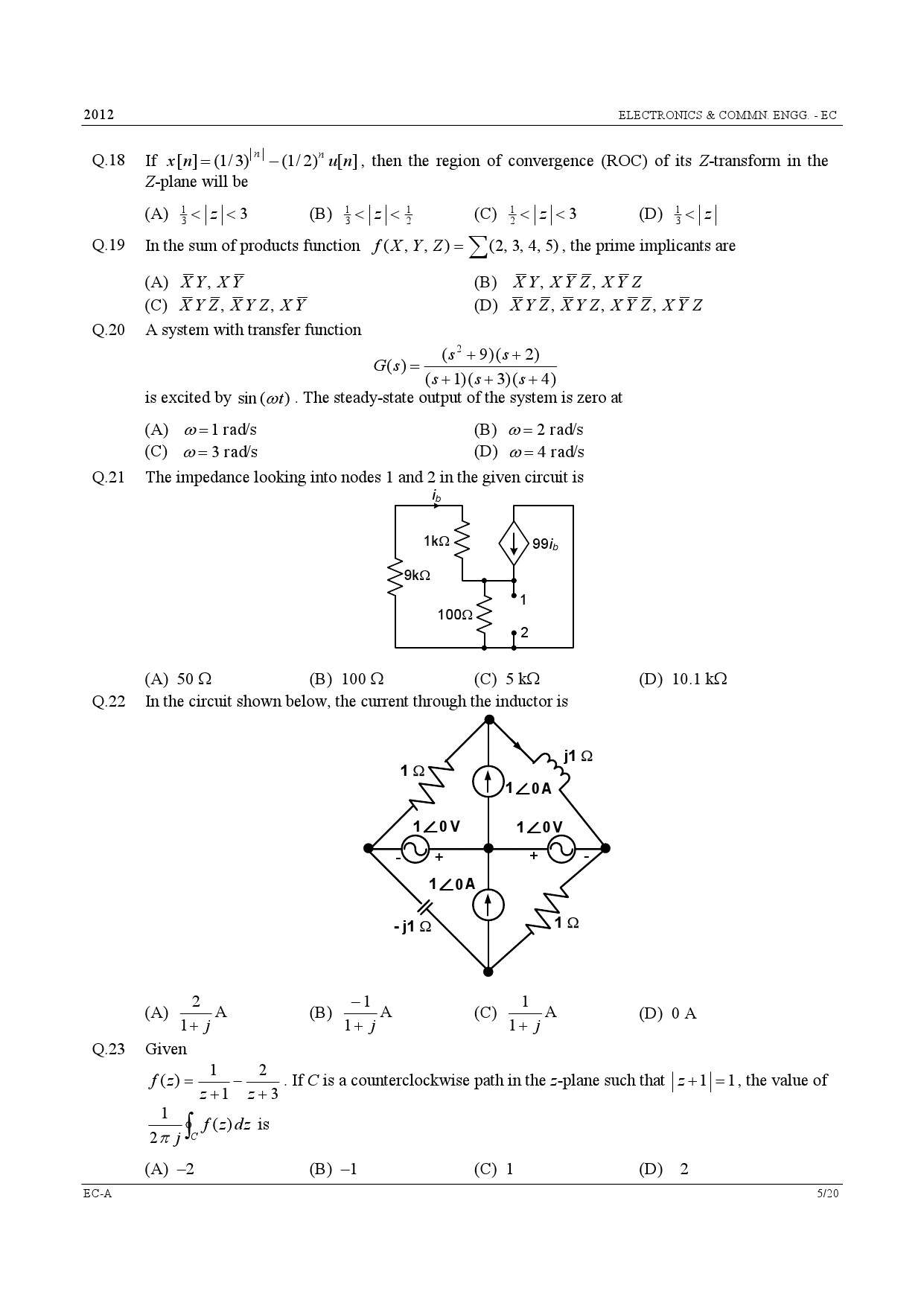 GATE Exam Question Paper 2012 Electronics and Communication Engineering 5