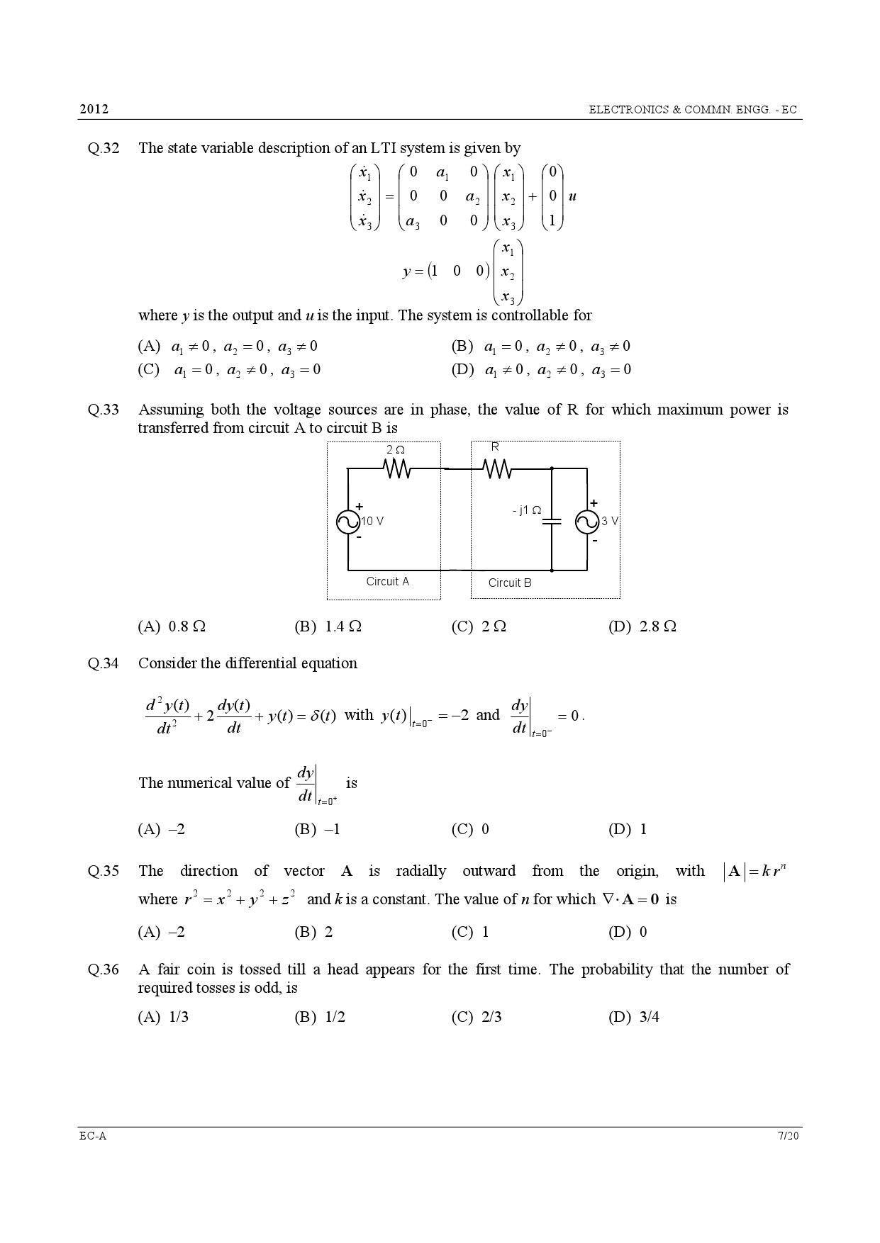 GATE Exam Question Paper 2012 Electronics and Communication Engineering 7