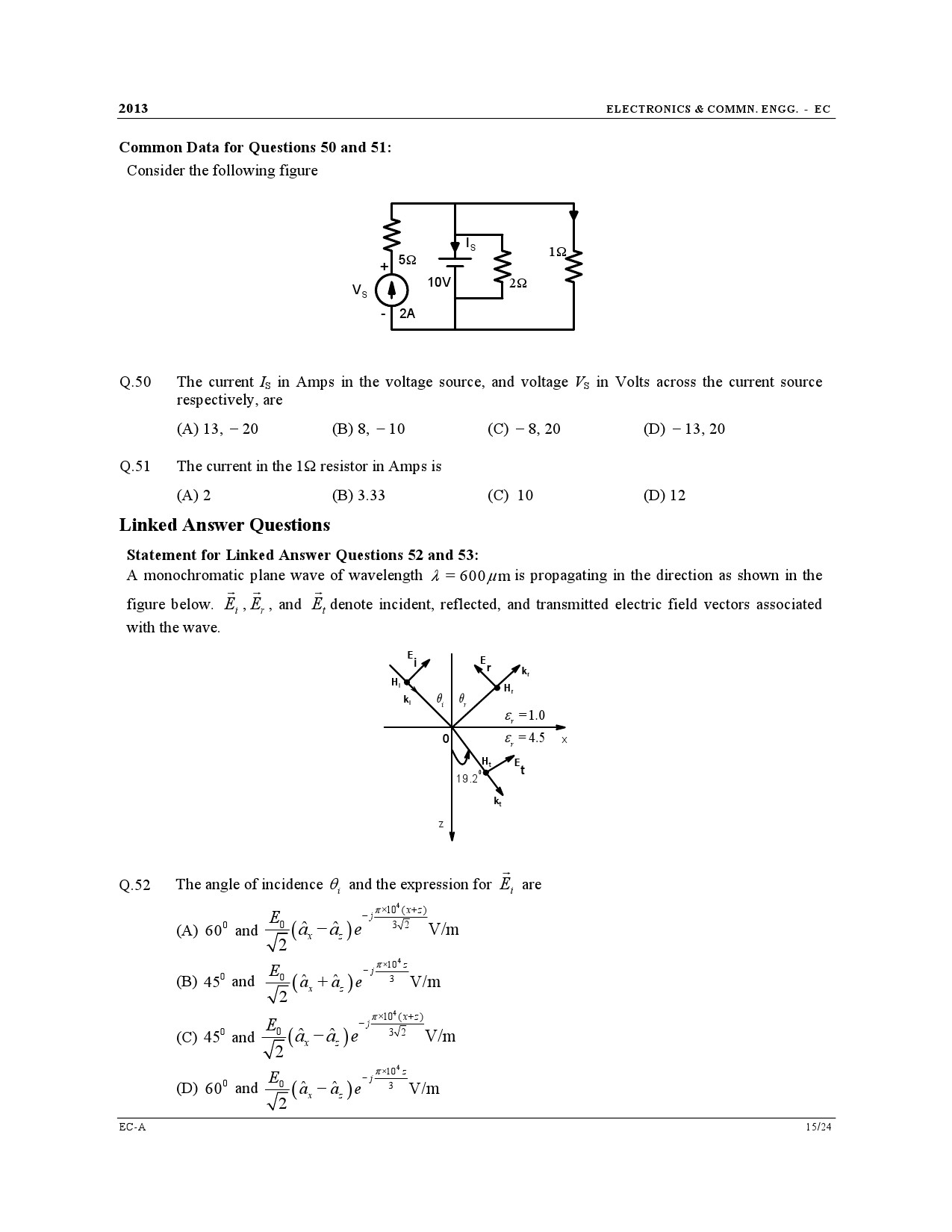 GATE Exam Question Paper 2013 Electronics and Communication Engineering 15