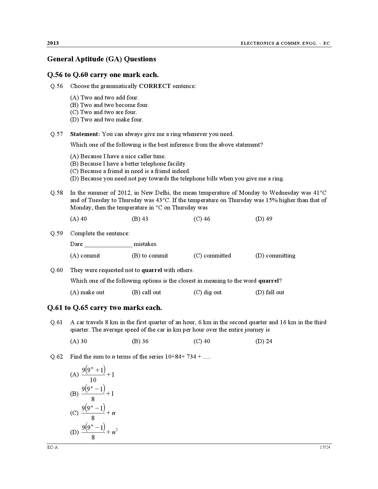 GATE Exam Question Paper 2013 Electronics and Communication Engineering 17