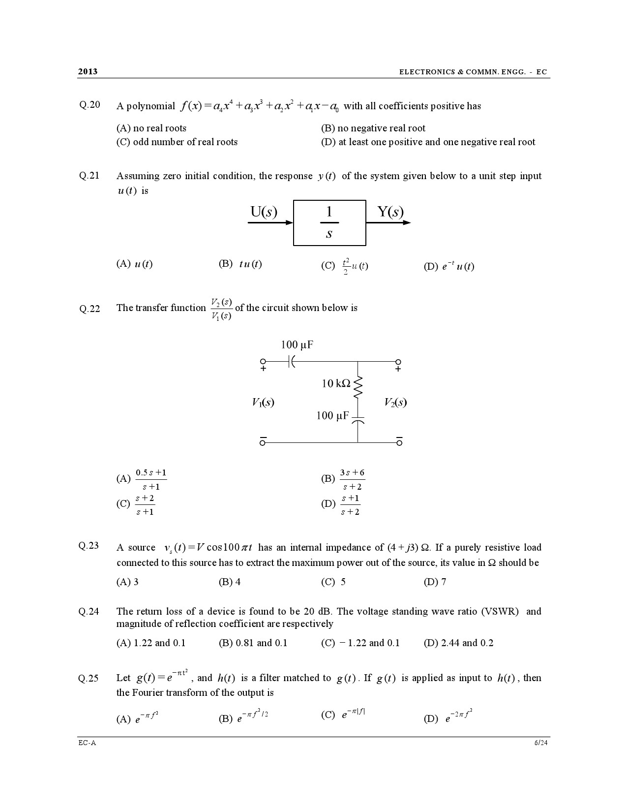GATE Exam Question Paper 2013 Electronics and Communication Engineering 6