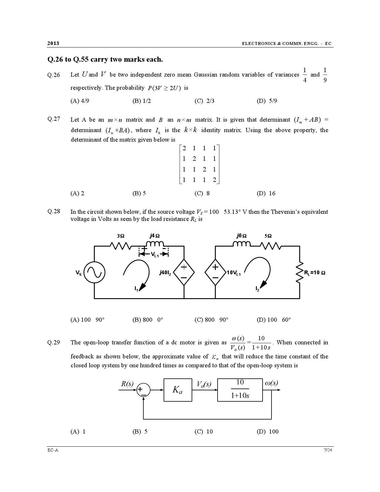 GATE Exam Question Paper 2013 Electronics and Communication Engineering 7