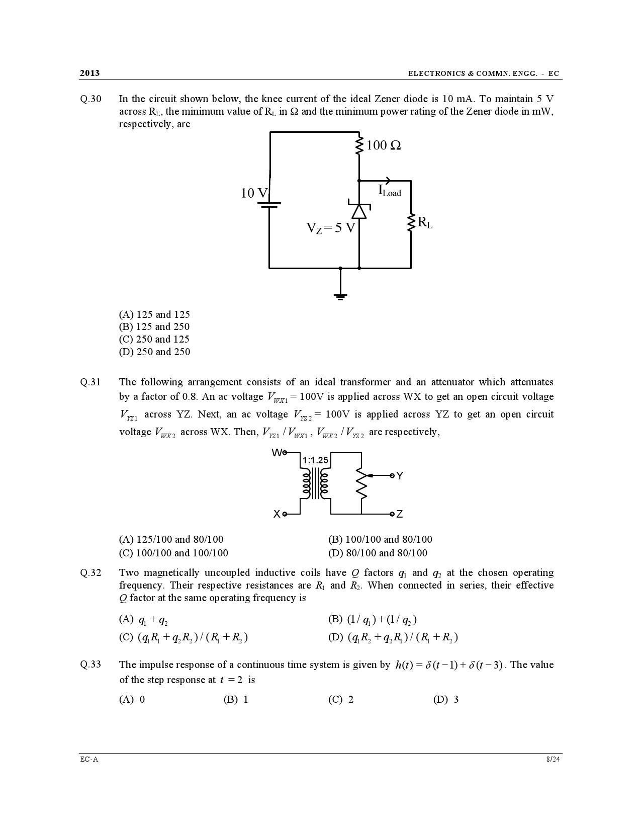 GATE Exam Question Paper 2013 Electronics and Communication Engineering 8