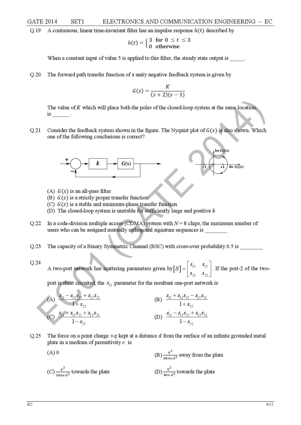 GATE Exam Question Paper 2014 Electronics and Communication Engineering Set 1 10