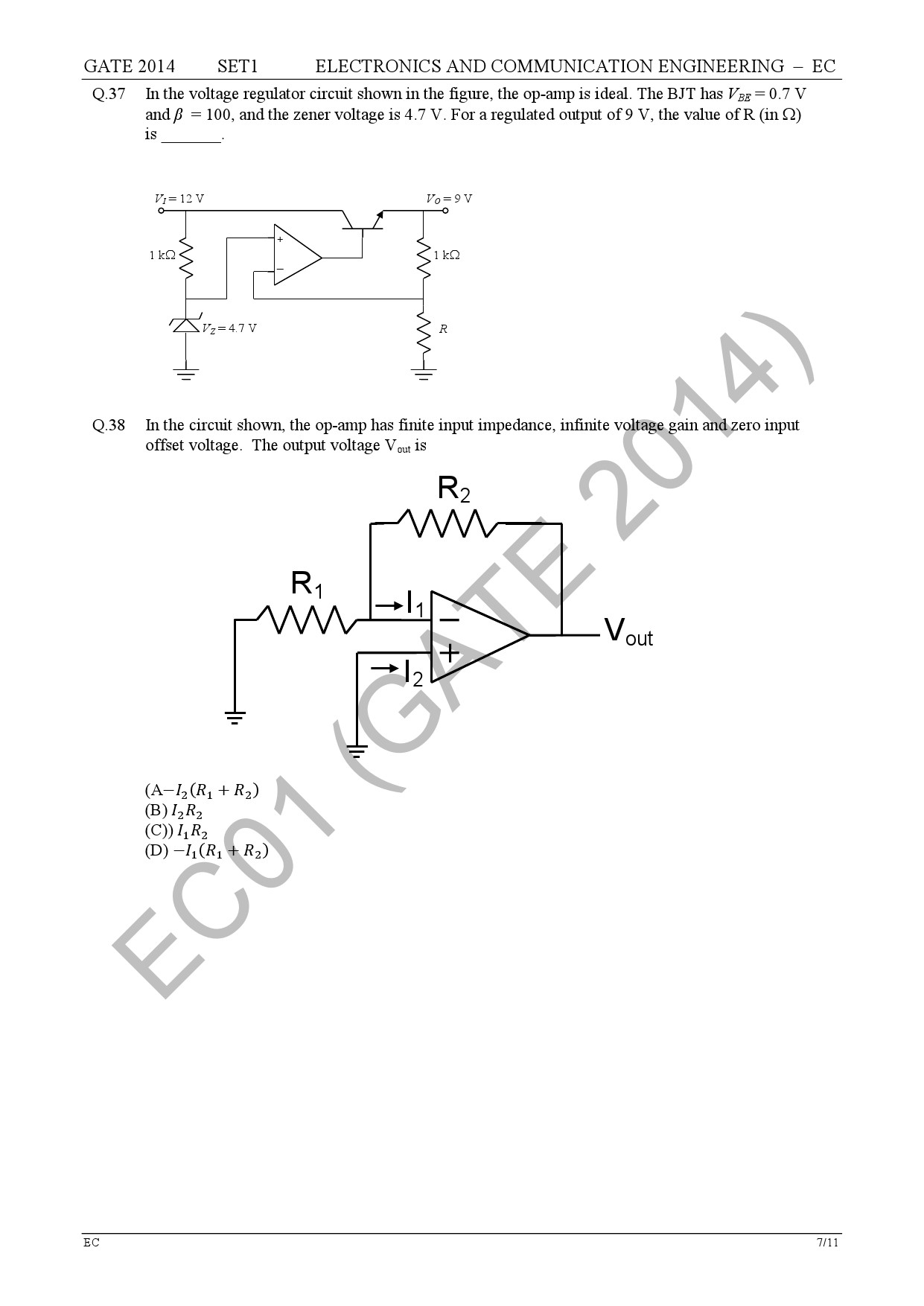 GATE Exam Question Paper 2014 Electronics and Communication Engineering Set 1 13