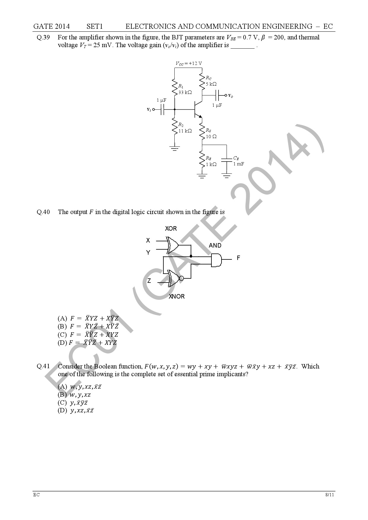 GATE Exam Question Paper 2014 Electronics and Communication Engineering Set 1 14